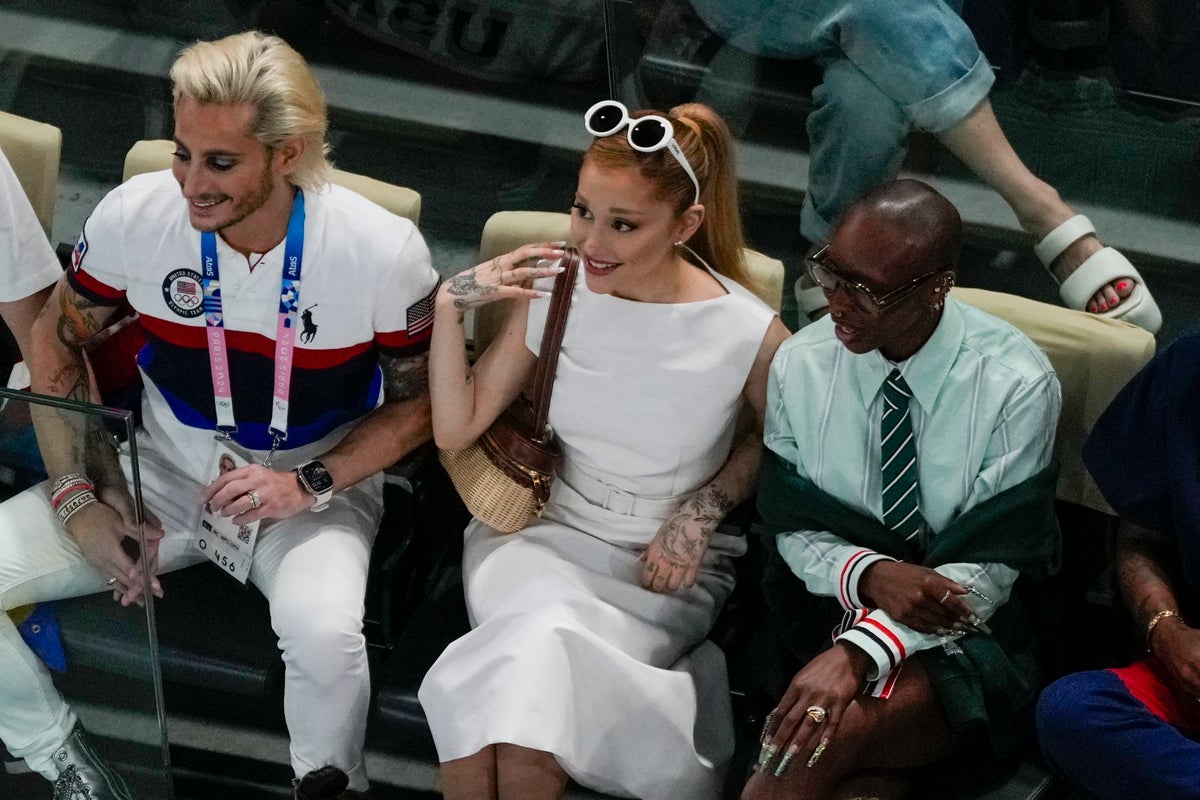 Ariana Grande and Cynthia Erivo cheer on Simone Biles at Paris Olympics