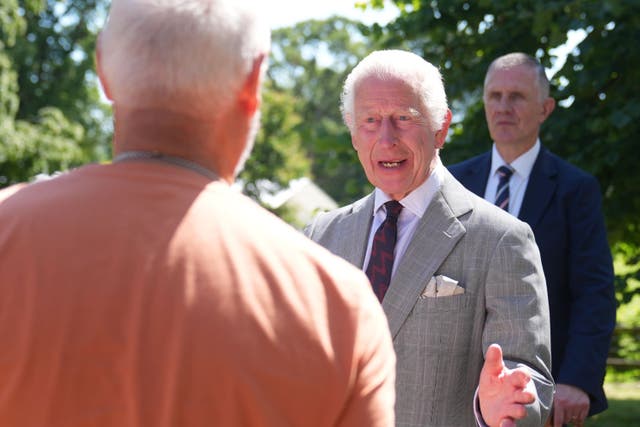 King Charles III speaks with well wishers after attending a Sunday church service at St Mary Magdalene Church in Sandringham, Norfolk (Joe Giddens/PA)