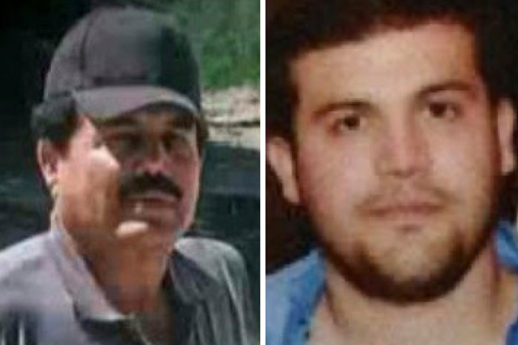 <p>Ismael ‘El Mayo’ Zambada, leader of Mexico’s Sinaloa cartel, left, and Joaquín Guzmán López, son of another infamous cartel leader ‘El Chapo’, after they were arrested by US authorities in Texas on July 25 </p>