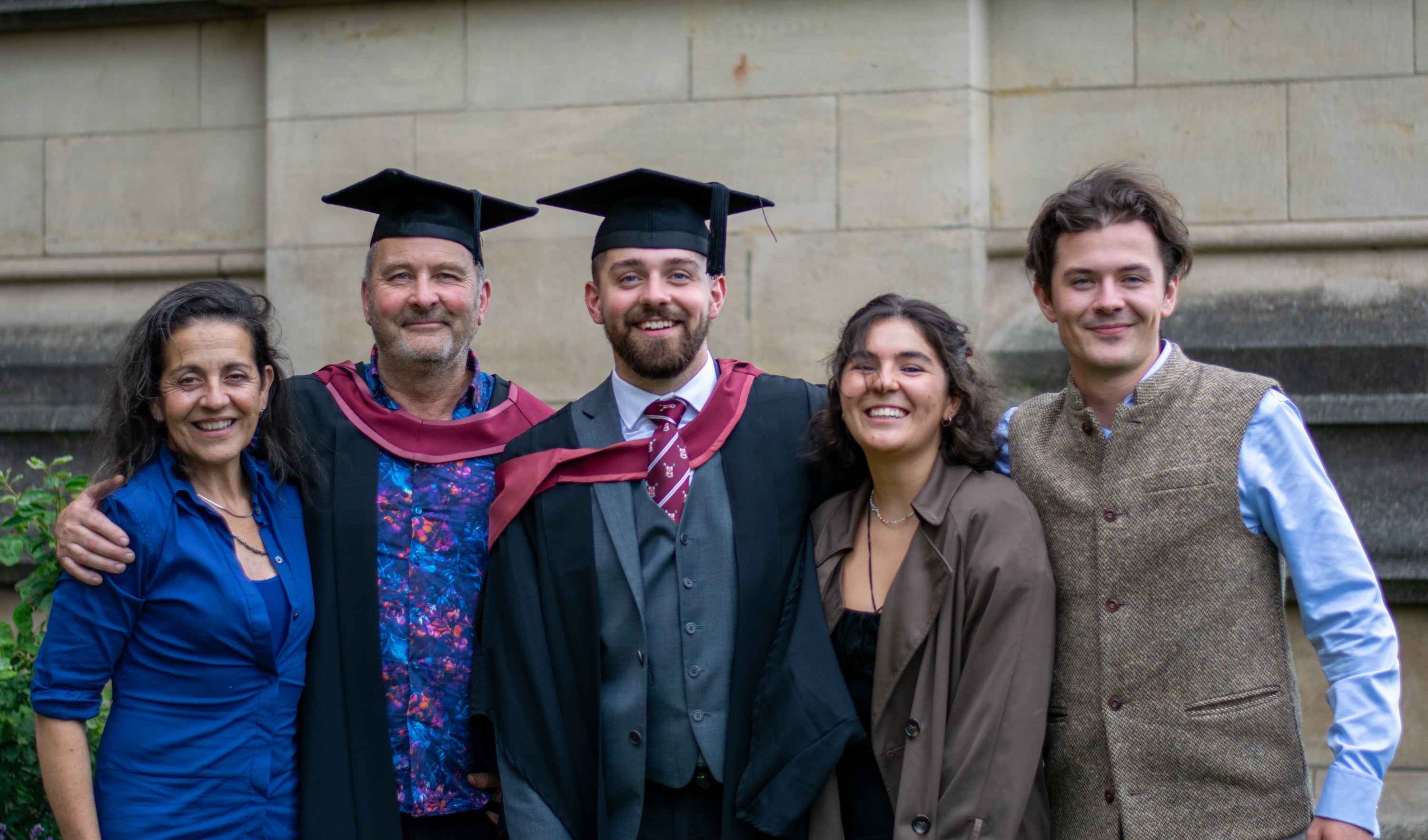 Clothier with his youngest son Carter (centre), wife Helen, daughter Tiger and son Quito, at his graduation