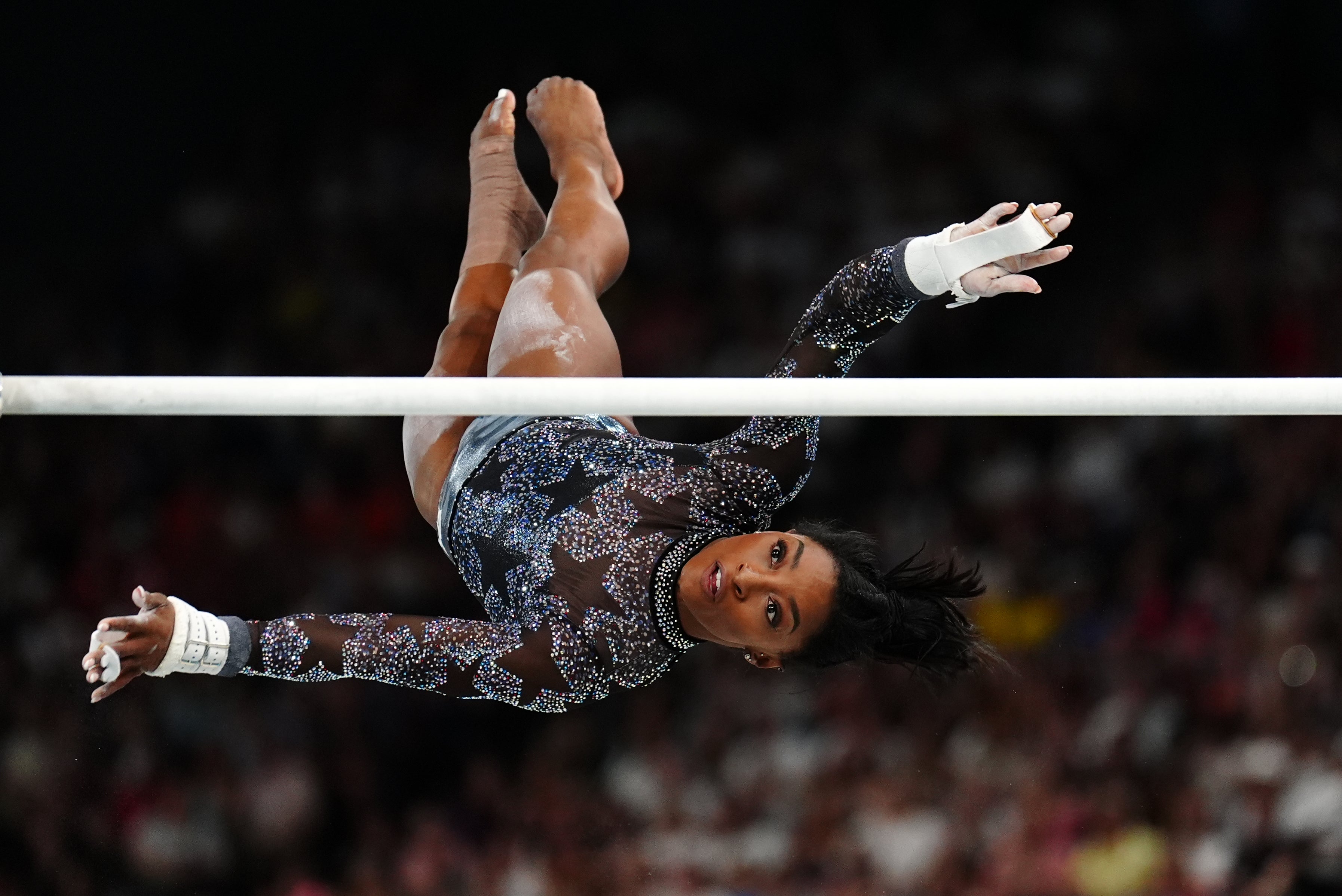 Biles triumphed on the uneven bars during the gymnastics competition (Mike Egerton/PA)