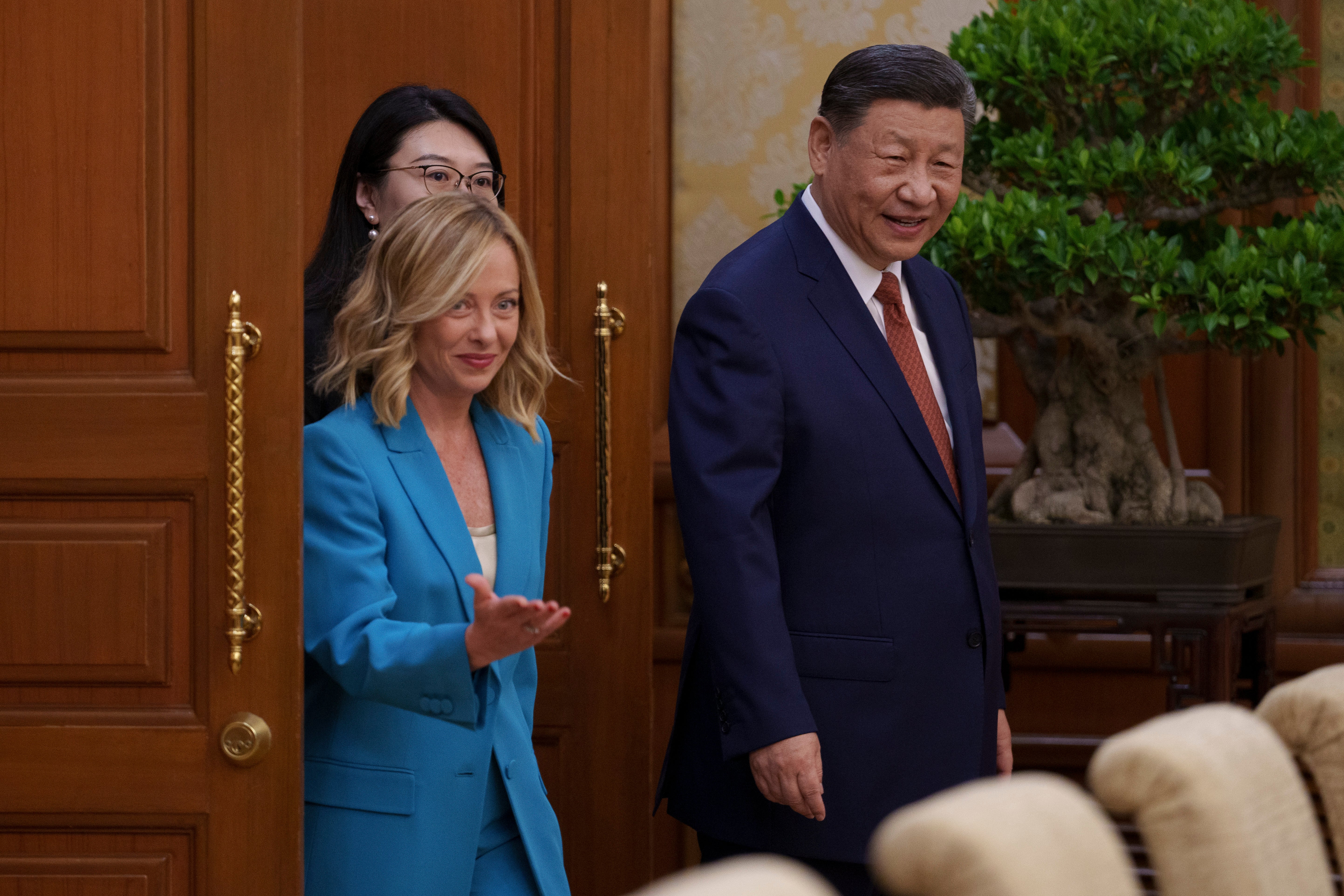 Giorgia Meloni called for international efforts to defuse the situation during a visit to China