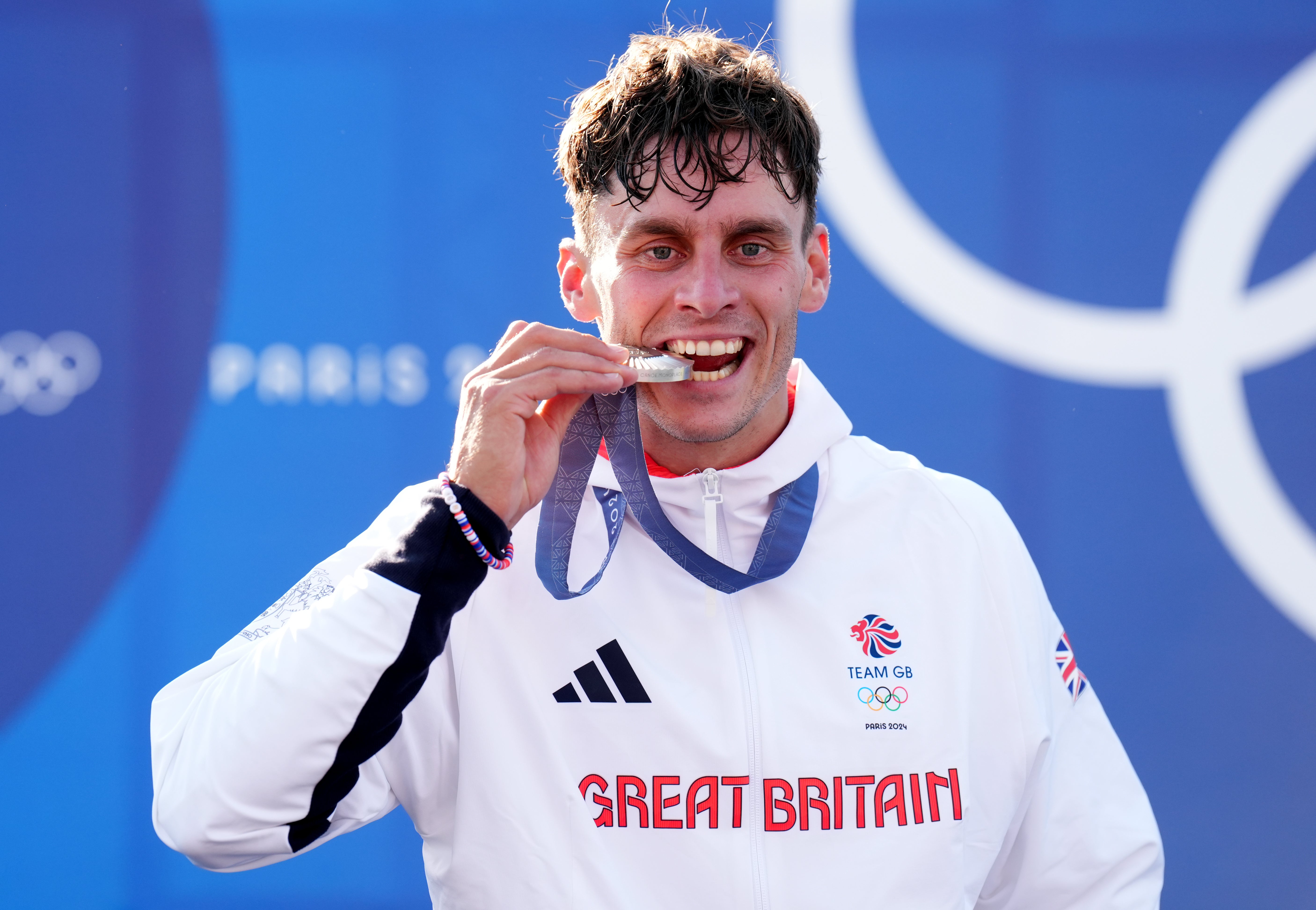 Adam Burgess with his silver medal following the men’s single canoe final