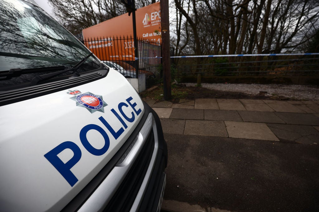 A general view of a Greater Manchester Police van in Salford