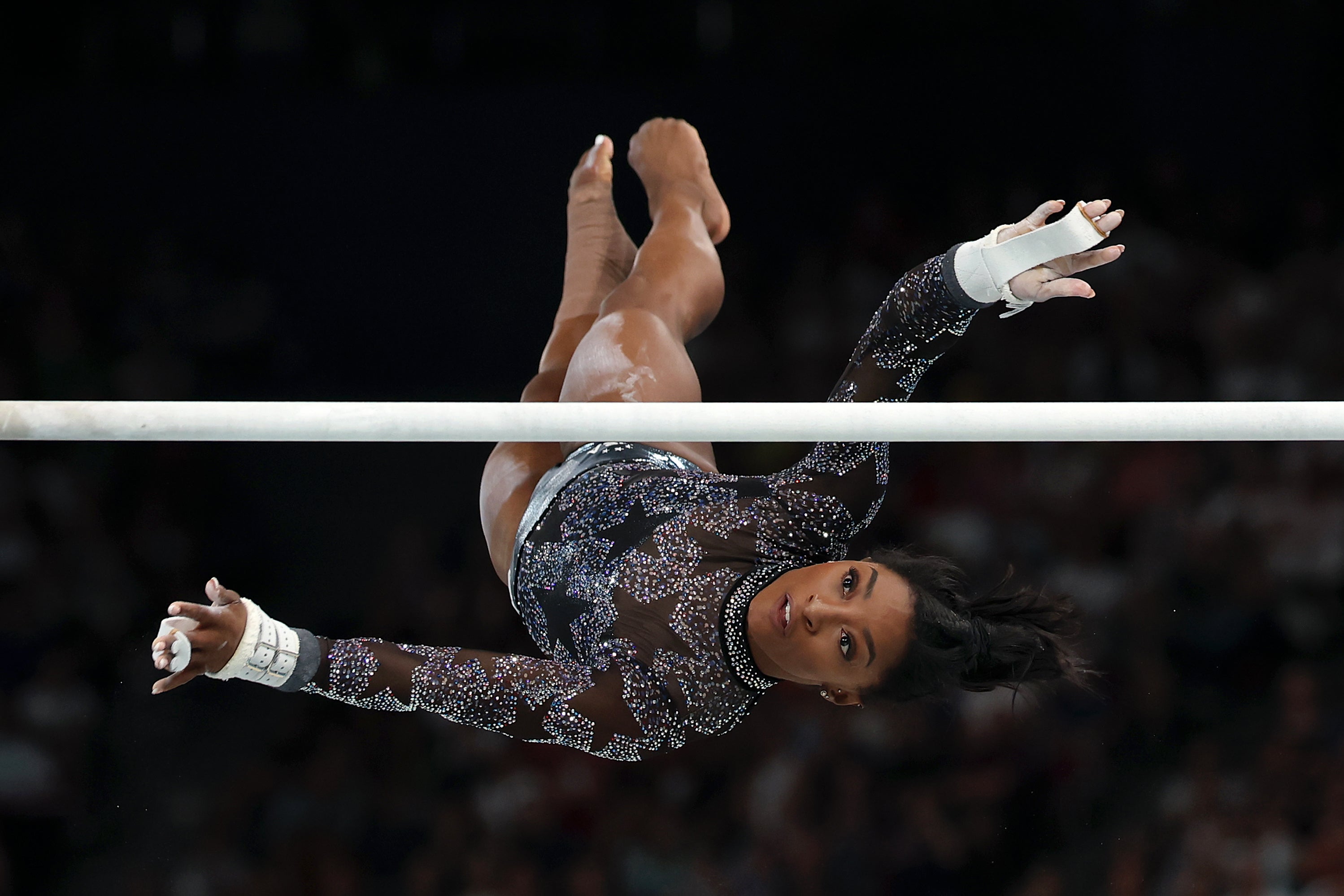 Simone Biles in action on the uneven bars