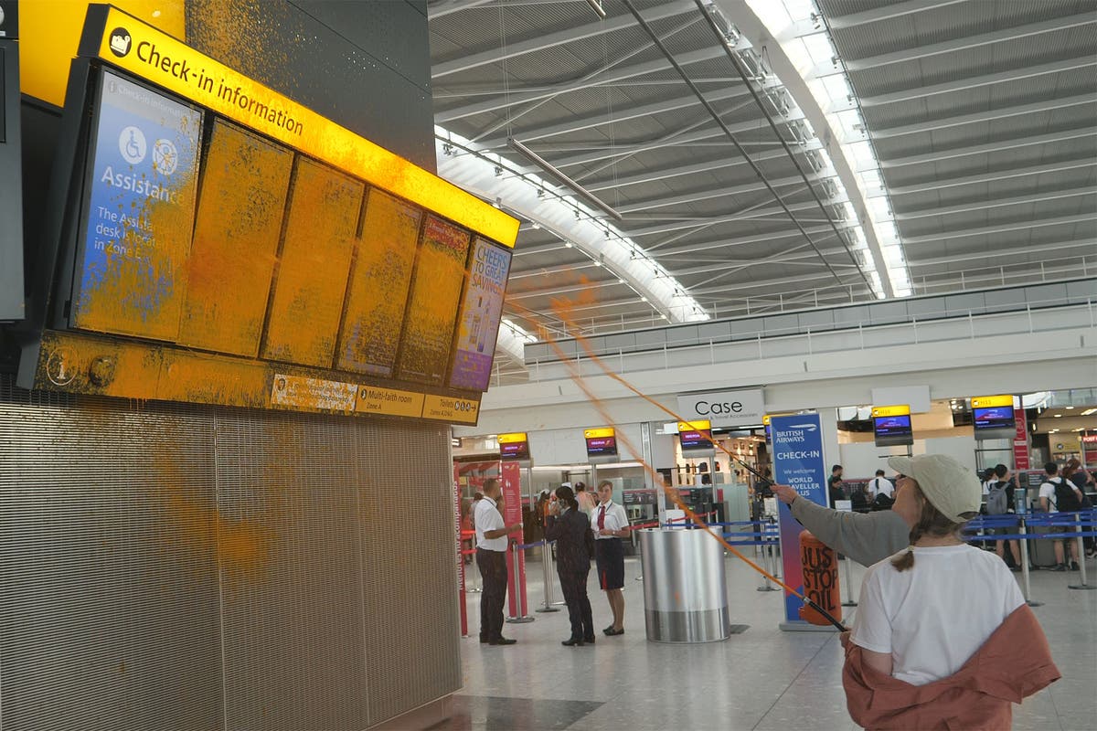 Just Stop Oil protesters arrested at Heathrow airport on suspicion of criminal damage