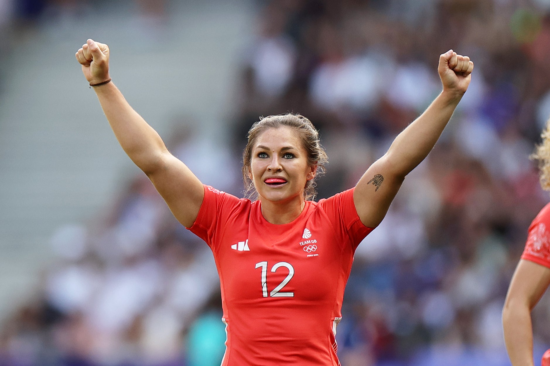 Amy Wilson Hardy of Team Great Britain in action at the Stade de France in the rugby sevens