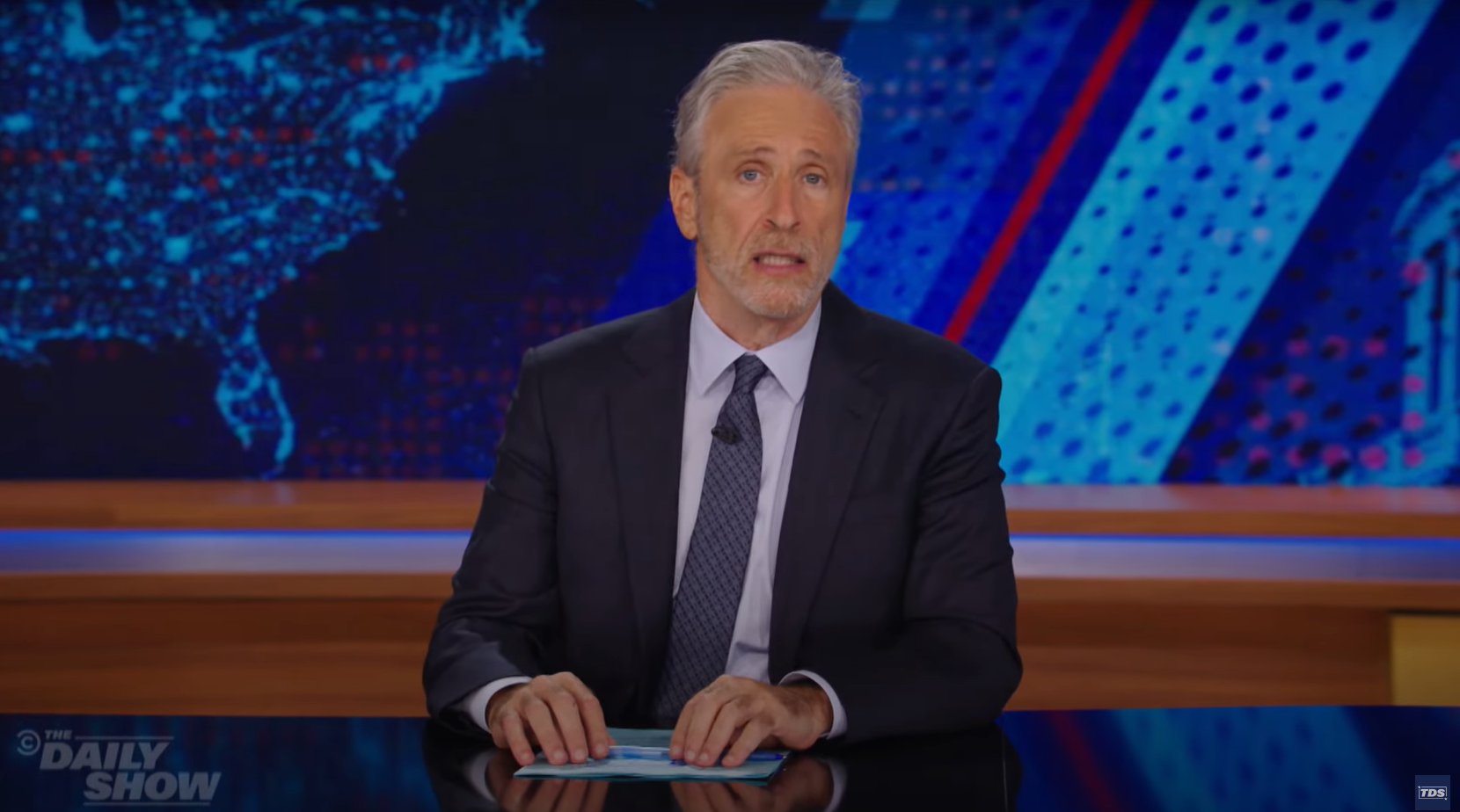 Jon Stewart on Monday night’s The Daily Show. He reacted to Fox News commentators suggesting Biden’s departure was a ‘coup’