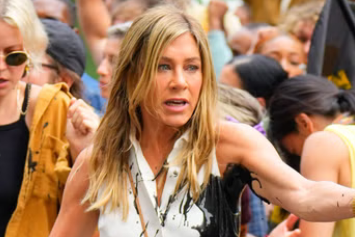 Jennifer Aniston covered in oil while filming The Morning Show scenes 