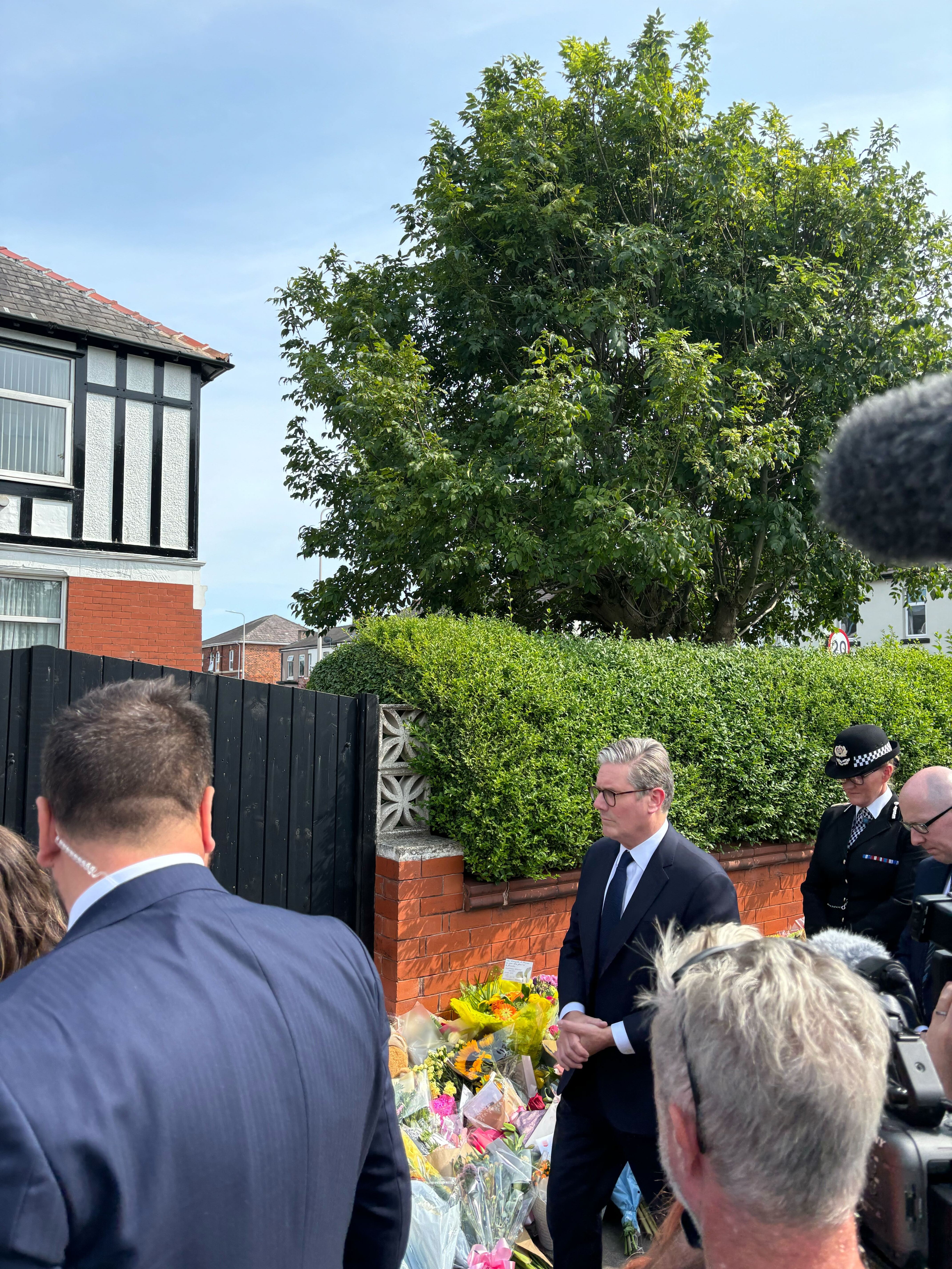 Sir Keir Starmer visiting the scene on Hart Street