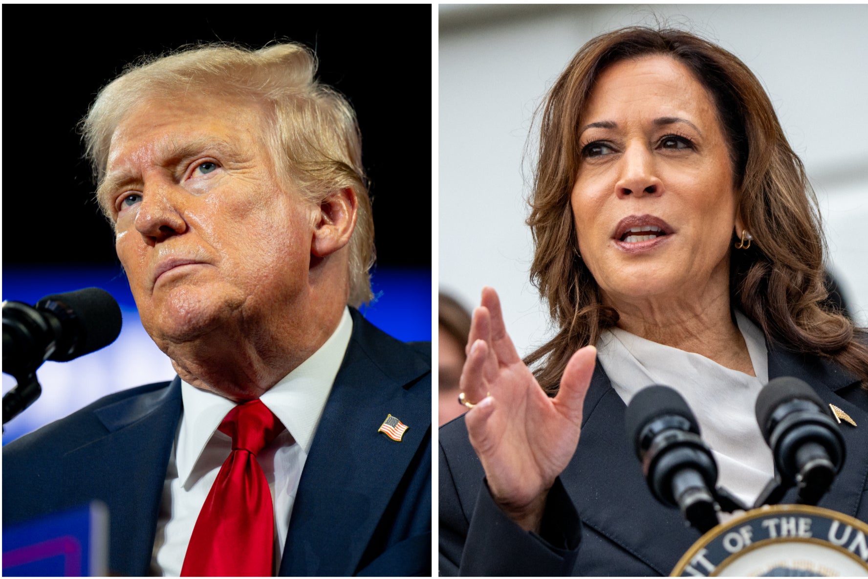 Donald Trump (left) made the controversial comments about Kamala Harris (right) in an interview with Fox News