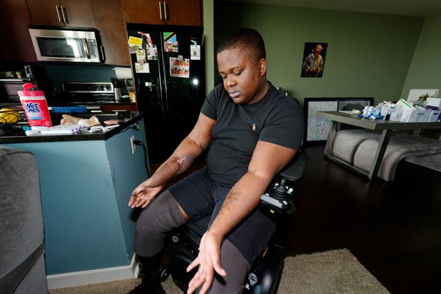 <p>Victor Moses talks in his apartment located in a high-rise building Thursday, July 25, 2024, in downtown Denver </p>
