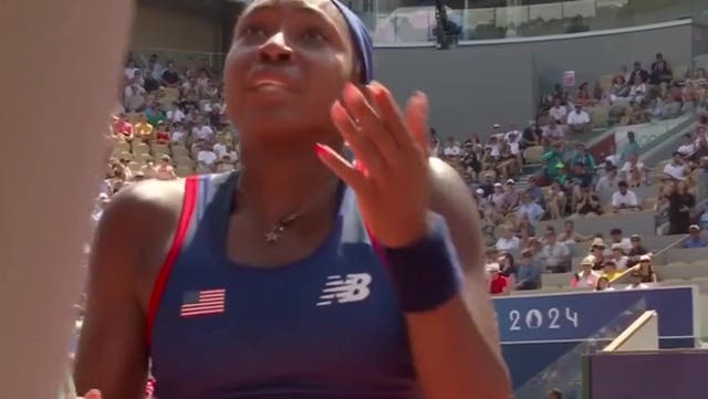 <p>Coco Gauff furiously contests umpire’s decision during Olympic tennis singles defeat.</p>