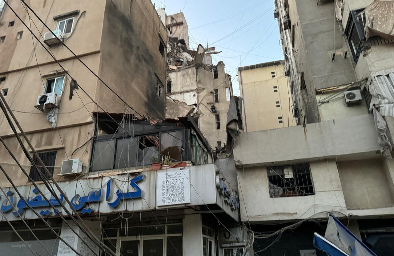 Damaged building after airstrike targeting Hezbollah commander