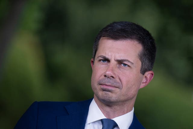 <p>Pete Buttigieg, pictured on July 23, slammed Donald Trump for using Hulk Hogan and Kid Rock to ‘appeal to the working man’ at the Republican National Convention earlier this month</p>