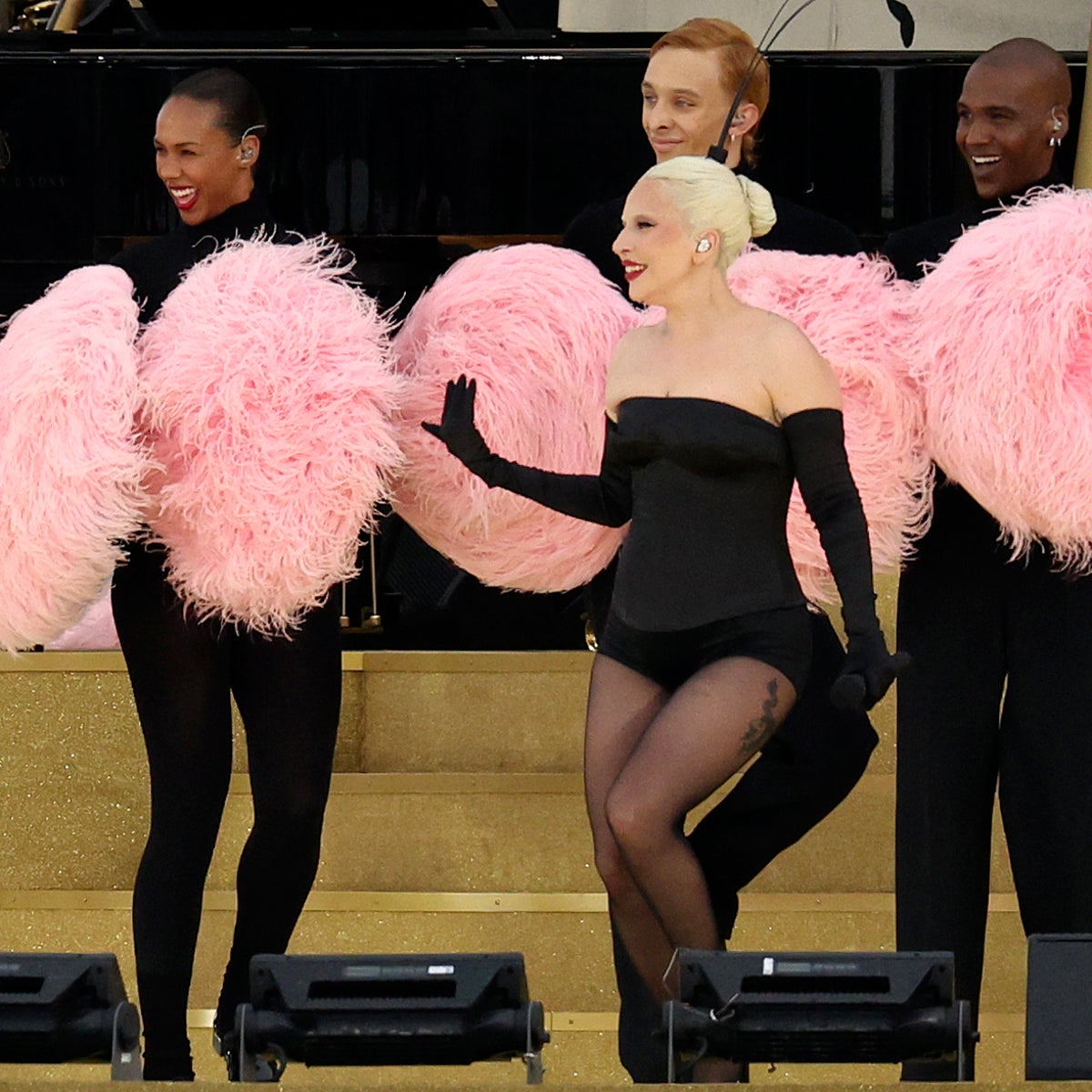 lady gaga olympic dress Lady Gaga wearing custom Dior at her #Olympics opening ceremony performance : r/whatthefrockk