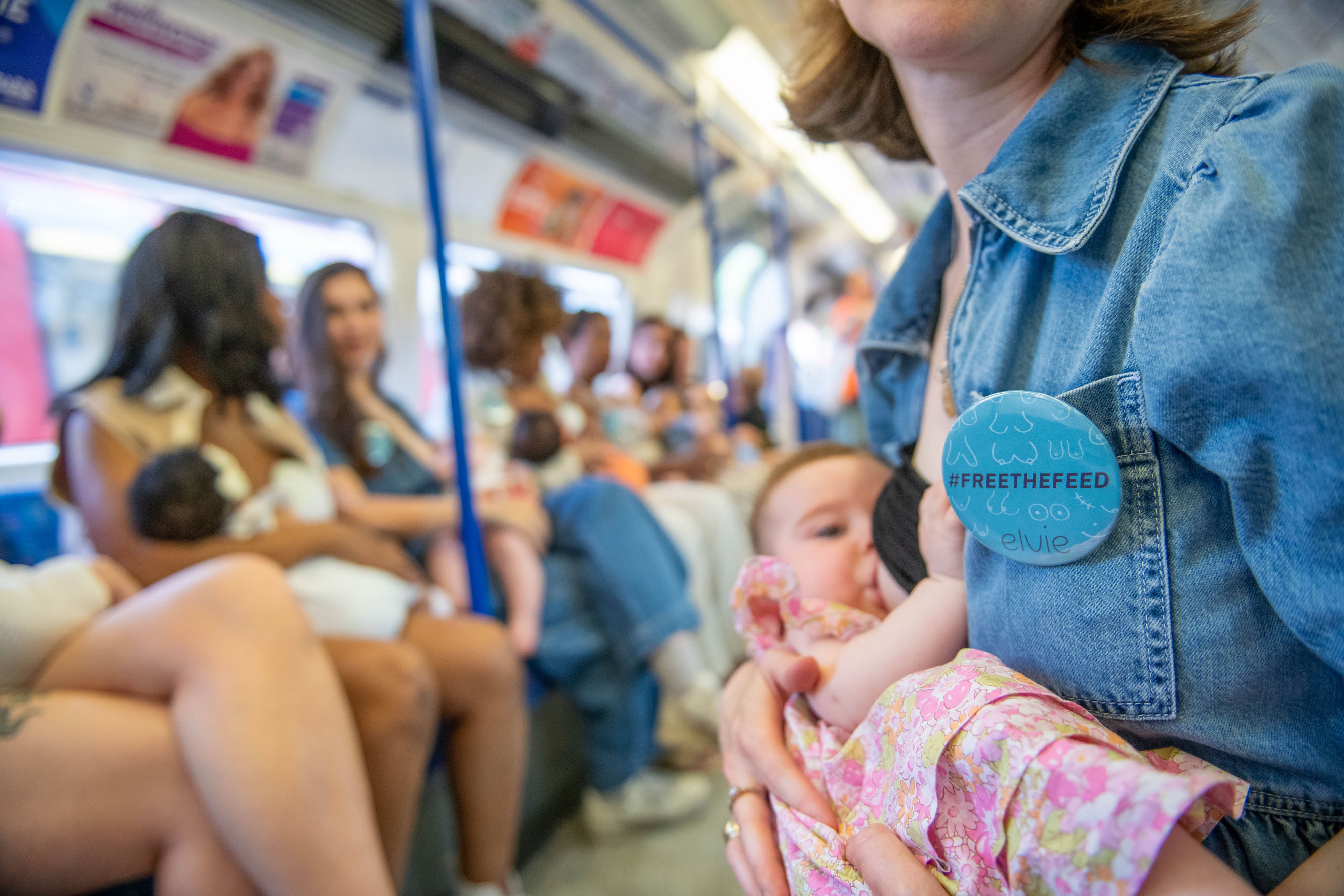 Elvie has given out free to feed badges to spread awareness of its new campaign (Jas Lehal/PA)