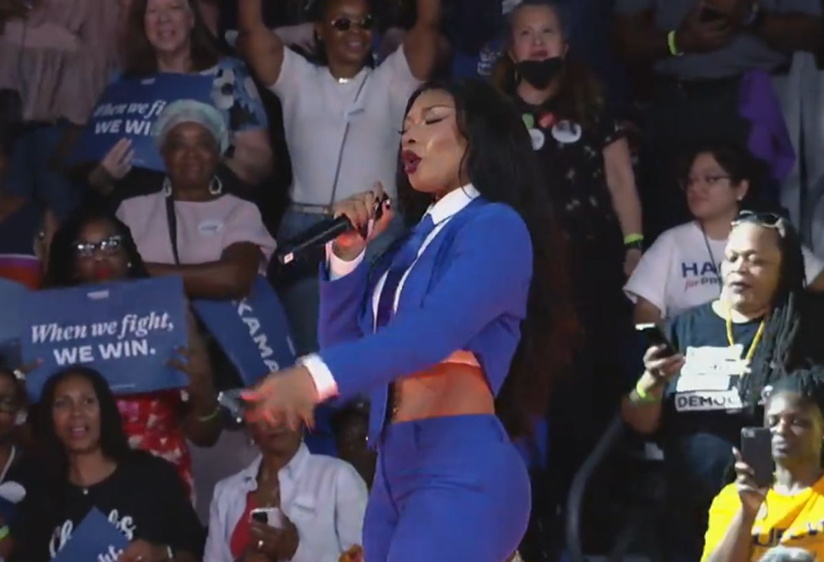 ‘Let’s get this done, hotties’: Megan Thee Stallion performs at Kamala Harris rally