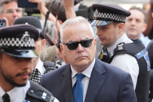 Former BBC broadcaster Huw Edwards arriving at Westminster Magistrates’ Court (Jonathan Brady/PA)