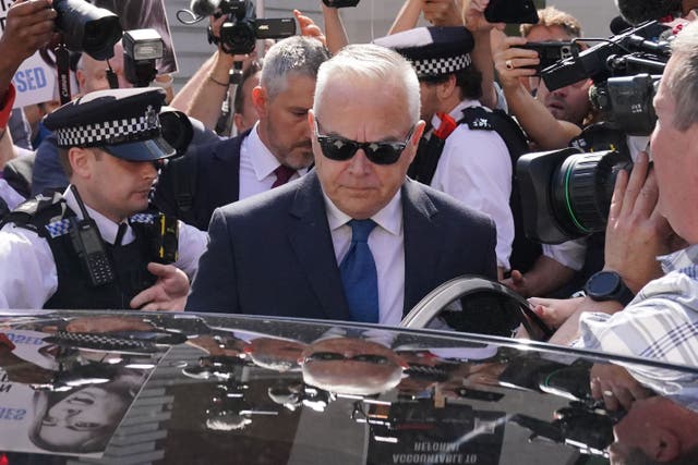 Former BBC broadcaster Huw Edwards leaves Westminster Magistrates’ Court (Jonathan Brady/PA)