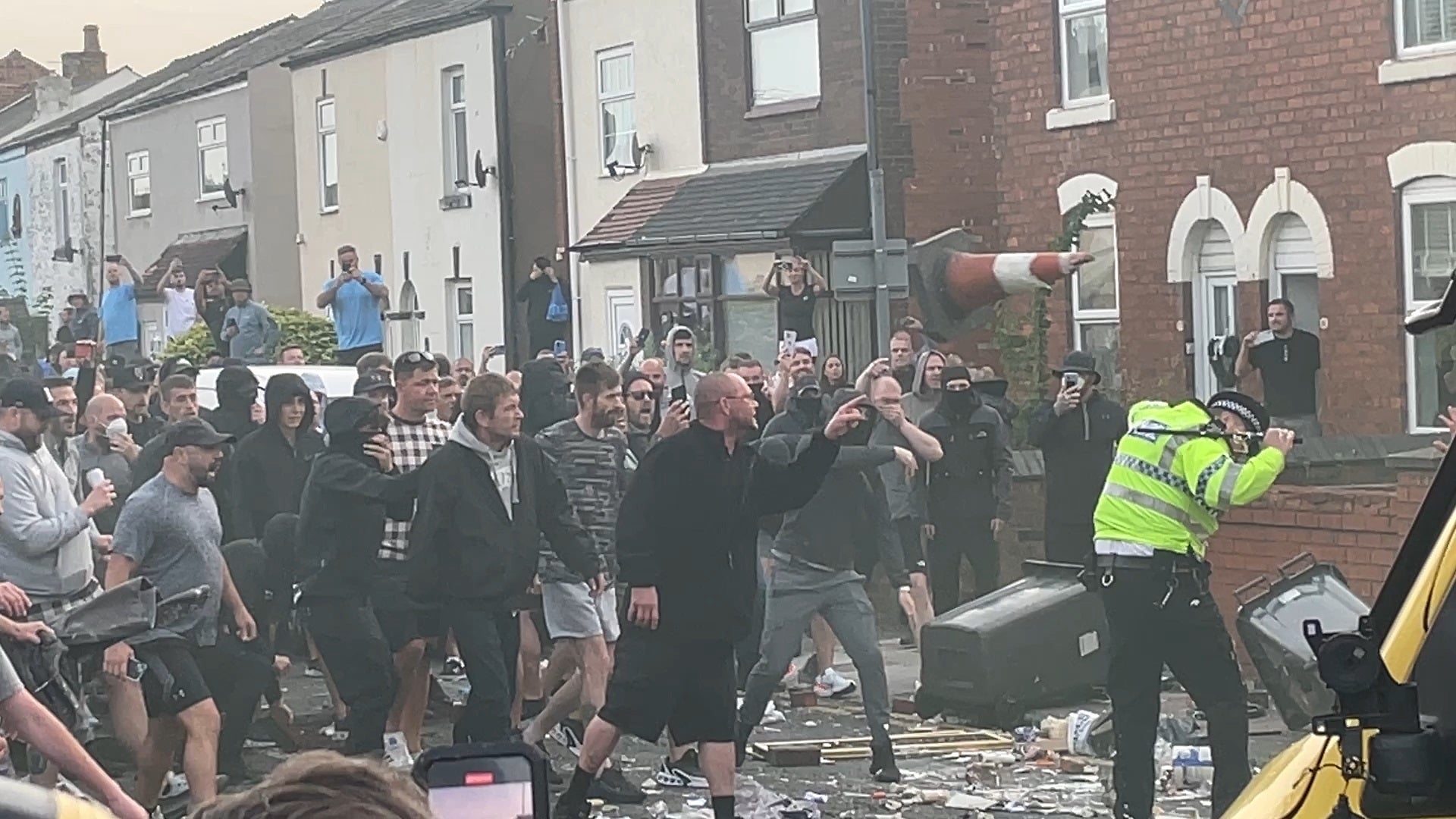 Trouble flares during a protest in Southport, after three children died and eight were injured in a ‘ferocious’ knife attack