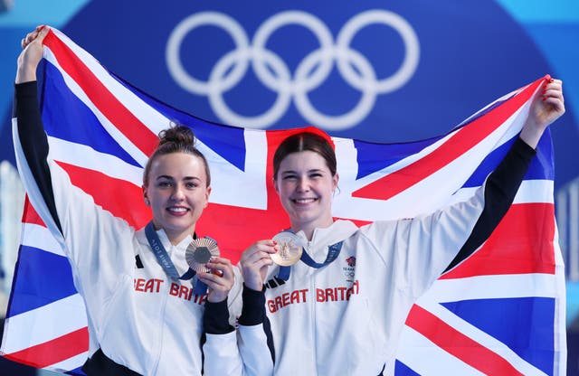 <p>Lois Toulson and Andrea Spendolini-Siriex with Olympics bronze </p>