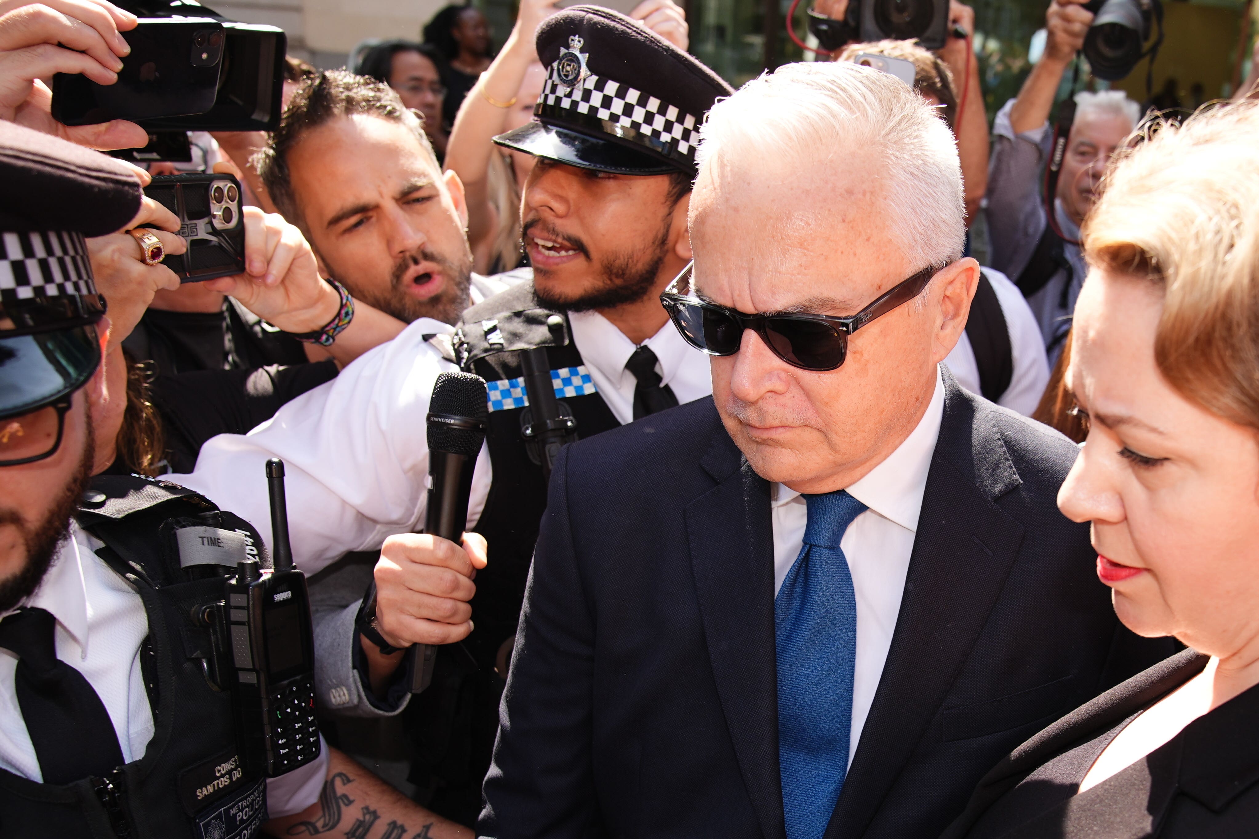 Former BBC broadcaster Huw Edwards leaves Westminster Magistrates’ Court, London, where he pleaded guilty to three counts of making indecent images of children (Aaron Chown/PA)