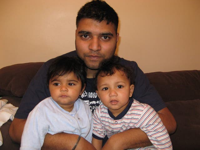 <p>Danny Singh-Rathor with his son Nishan and nephew Yuvraj</p>