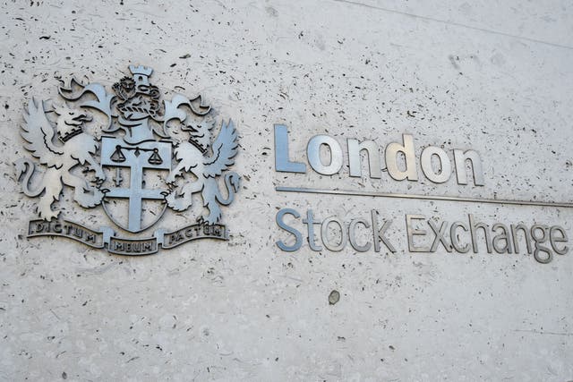 A view of the London Stock Exchange sign in the City of London (Kirsty O’Connor/PA)