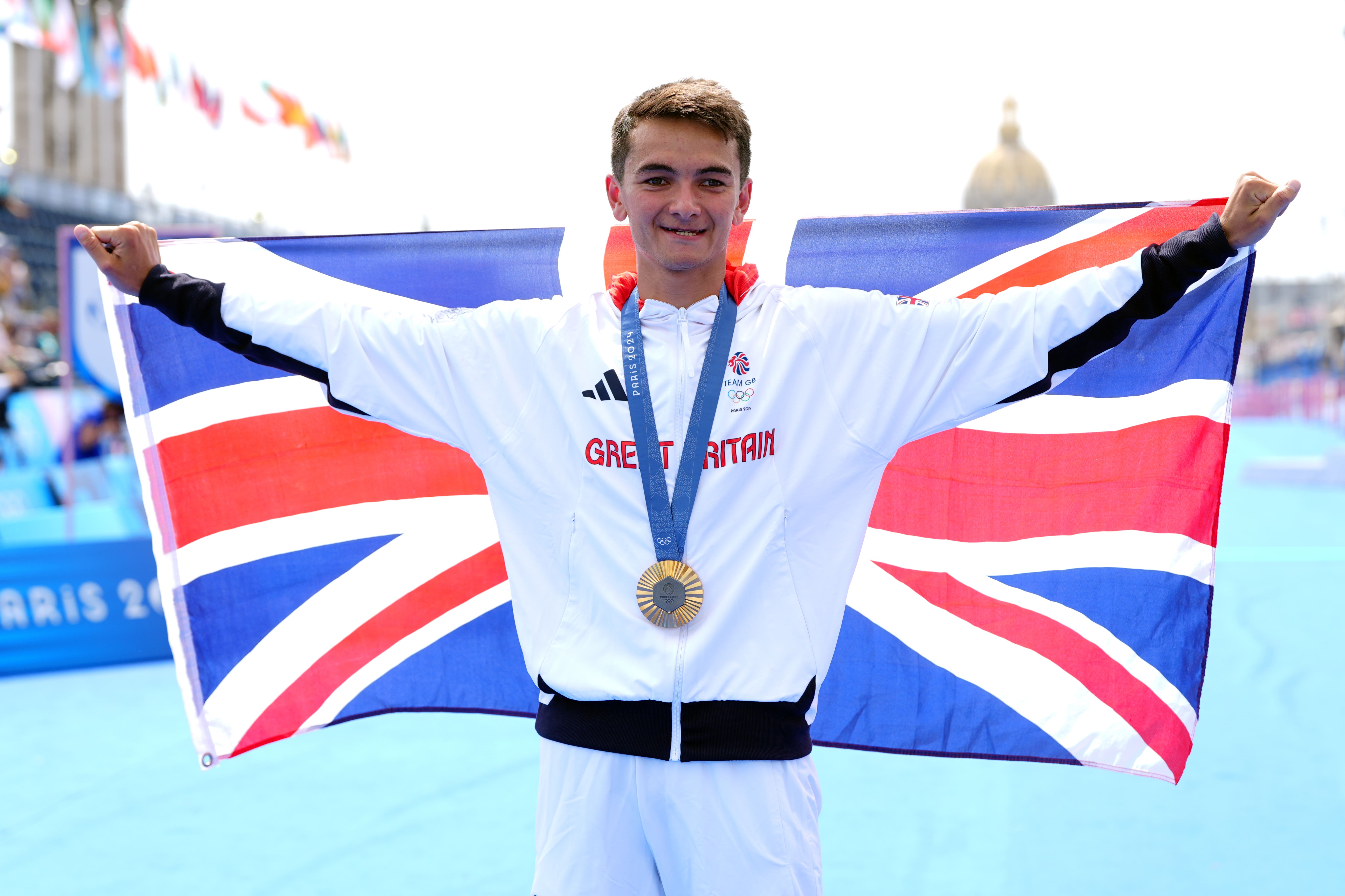 Alex Yee won gold in the men’s triathlon, while Great Britain’s women’s quadruple sculls crew also claimed gold (David Davies/PA)