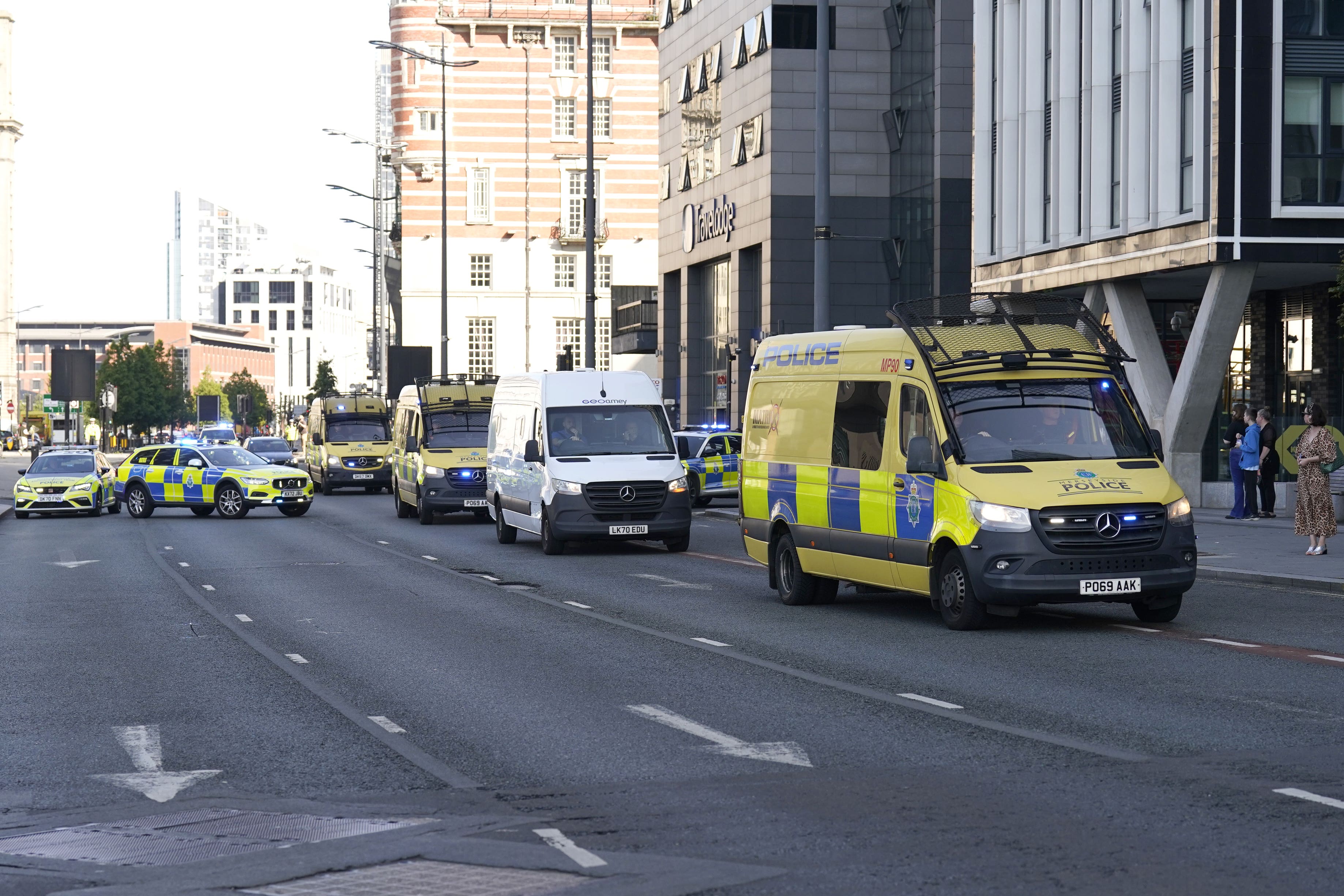 A prison van arrived at Liverpool Magistrates’ Court before the hearing