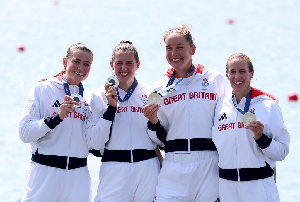 Helen Glover celebrated a silver medal with her crew