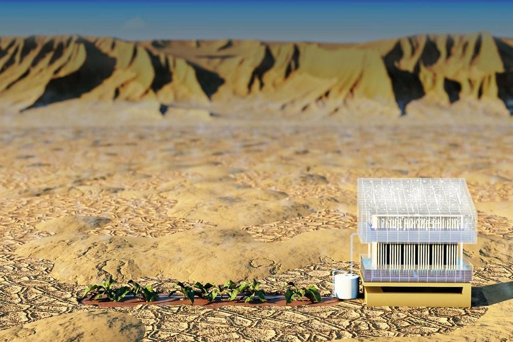 A solar-powered water harvester than can generate up to three litres of water each day