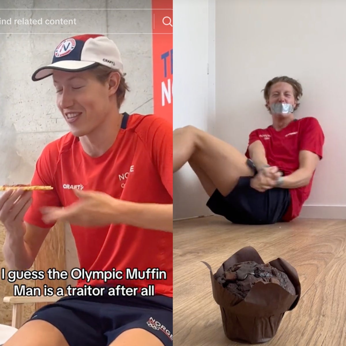 Norwegian Olympian obsessed with viral chocolate muffins reacts after he’s caught with another breakfast food