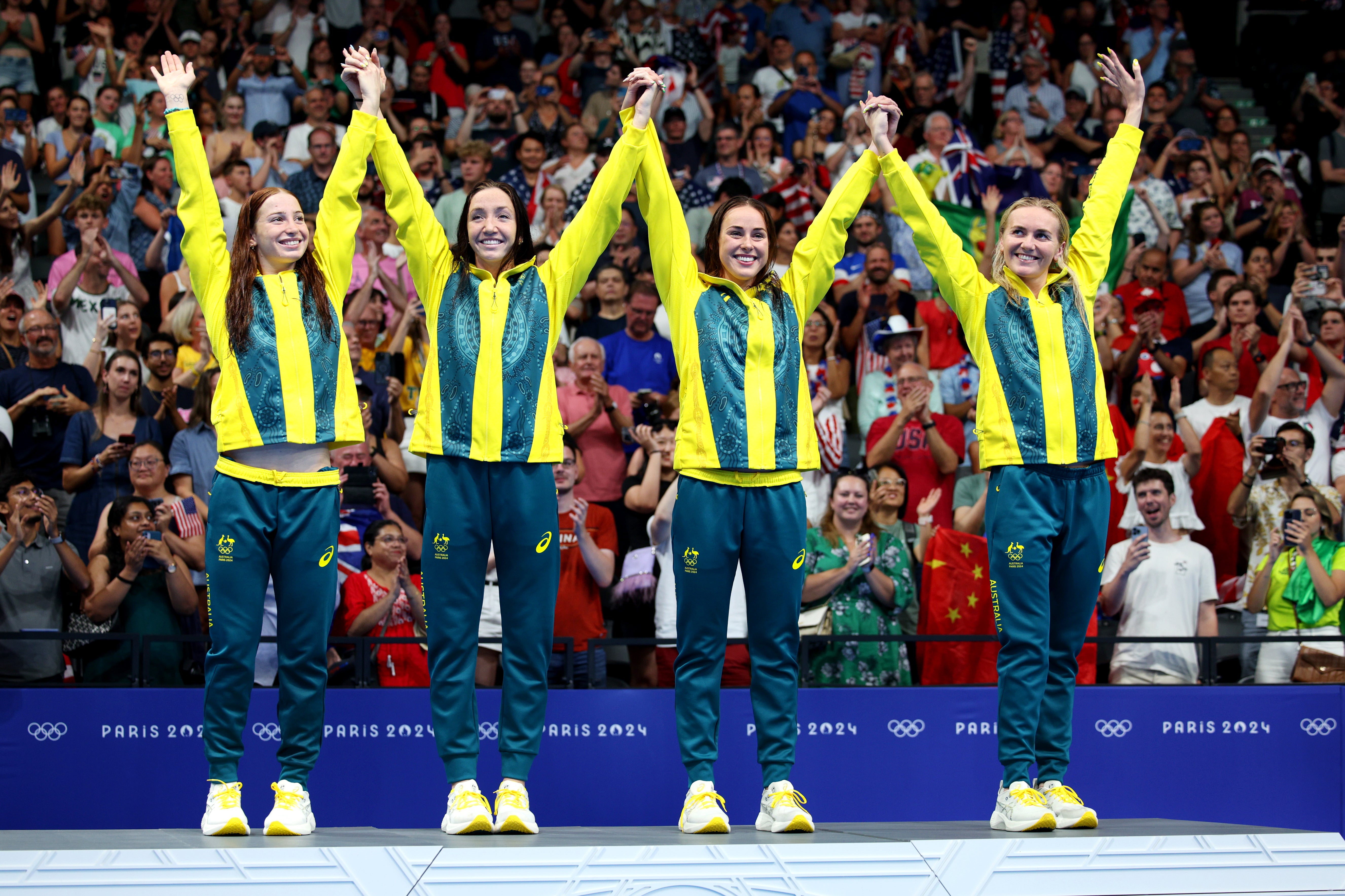 Australiarsquos 4x200m relay team won gold to lead the swimming medal table