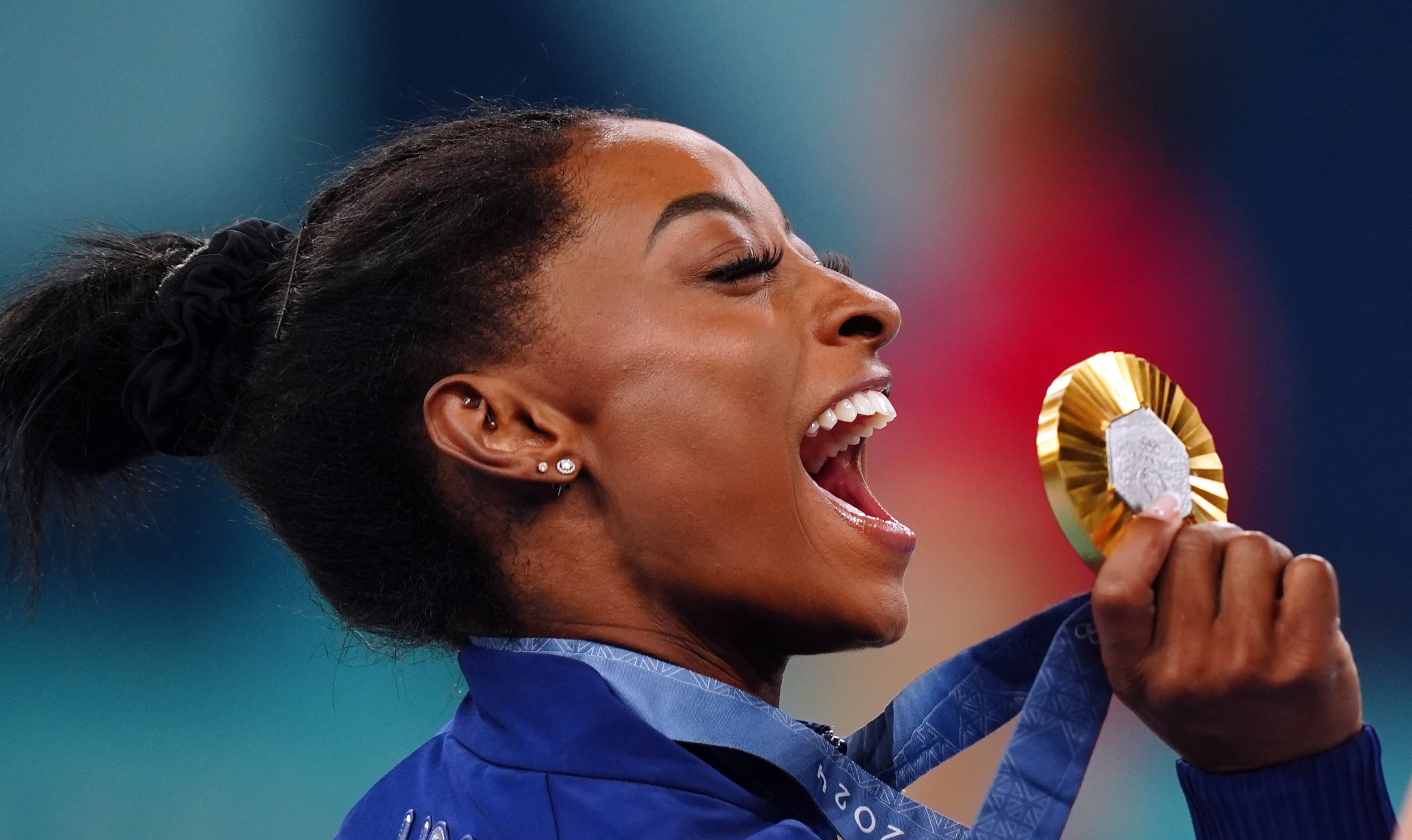 Simone Biles with her gold medal (Mike Egerton/PA)