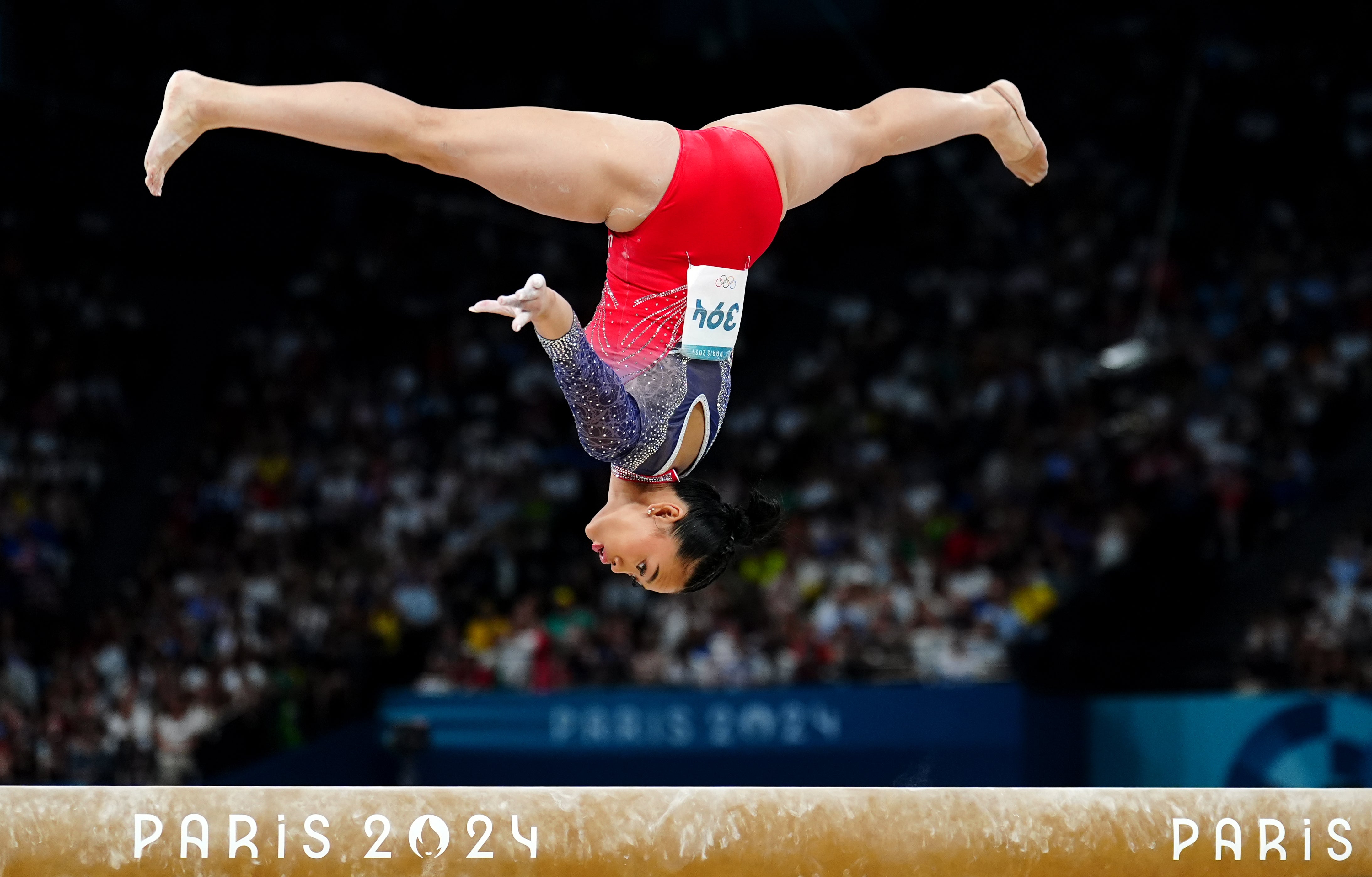 USA’s Sunisa Lee performs on the balance beam (Mike Egerton/PA)