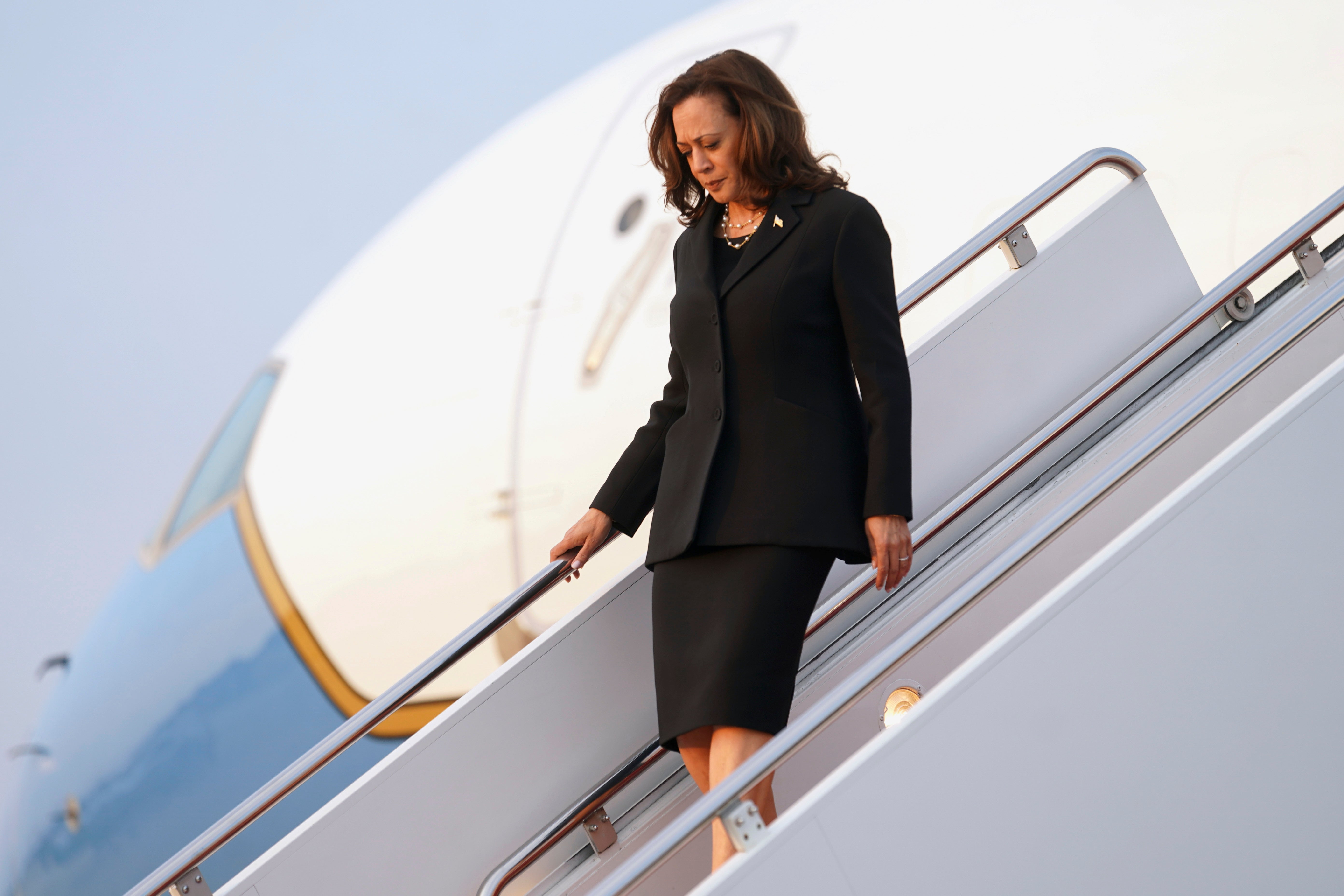 Vice president Kamala Harris arrives at Andrews Air Force, on Thursday, 1 August 2024