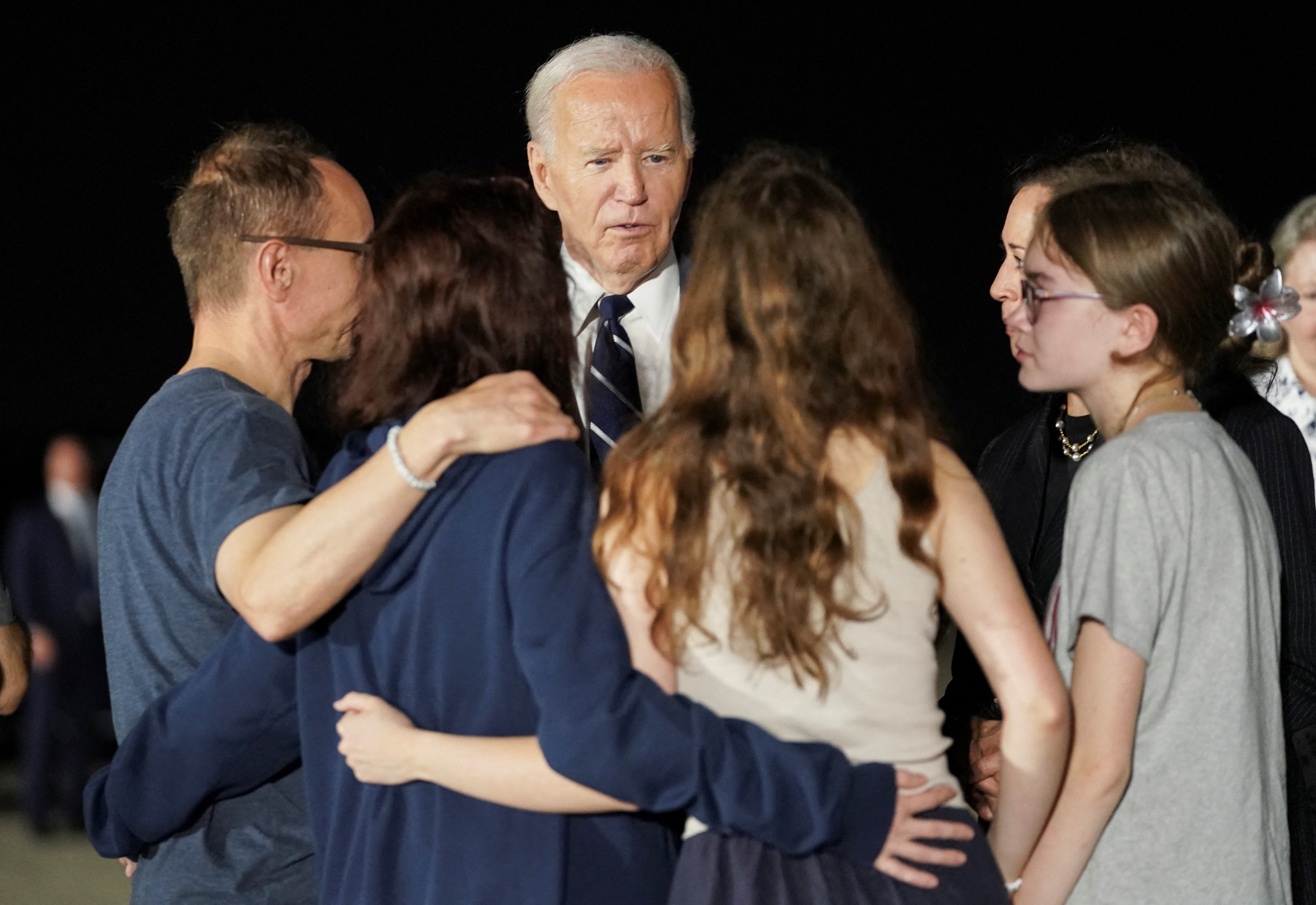 US president Joe Biden speaks with Russian-American journalist Alsu Kurmasheva, who was released from detention in Russia