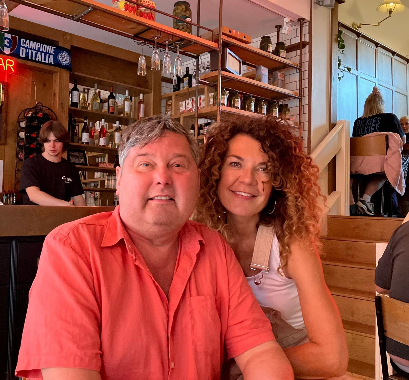 Rob with his wife Alison, who stopped working to care for him full-time.