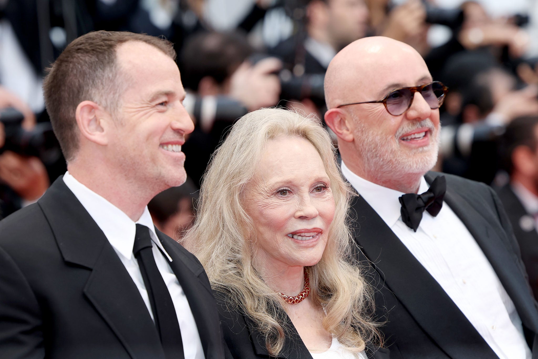 All-in: Liam Dunaway O’Neill, Faye Dunaway and Laurent Bouzereau at the Cannes Film Festival in May