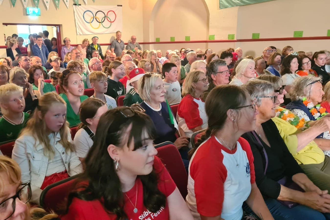 Hundreds of supporters of Team Ireland rowers Paul O’Donovan and Fintan McCarthy packed Skibbereen Town Hall to watch them in action (Sharon Murphy/PA)