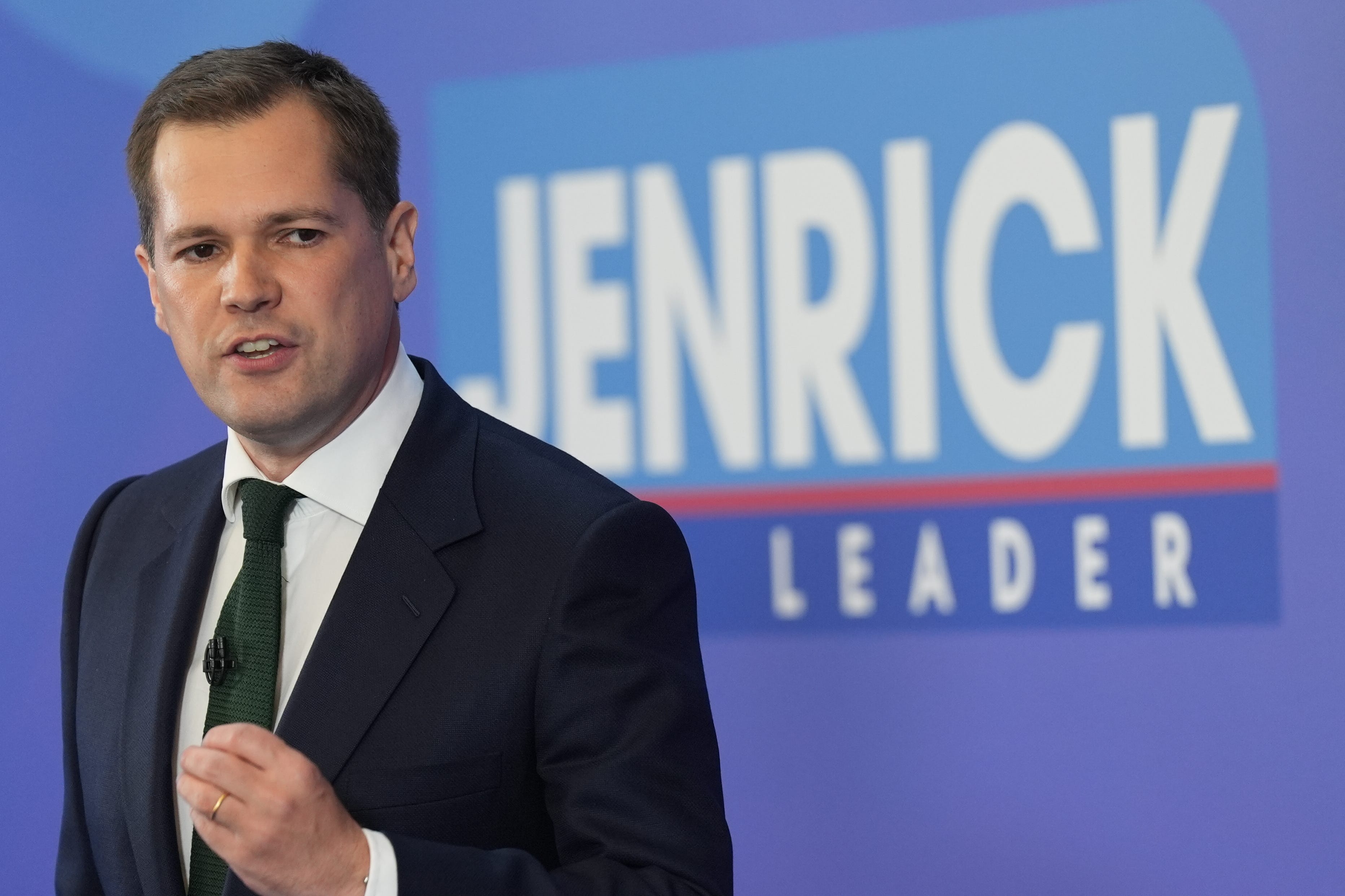 Tory leadership hopeful Robert Jenrick speaking during his Conservative Party leadership campaign launch at the YMCA Community and Activity Village, in Newark, Nottinghamshire (Jacob King/PA)