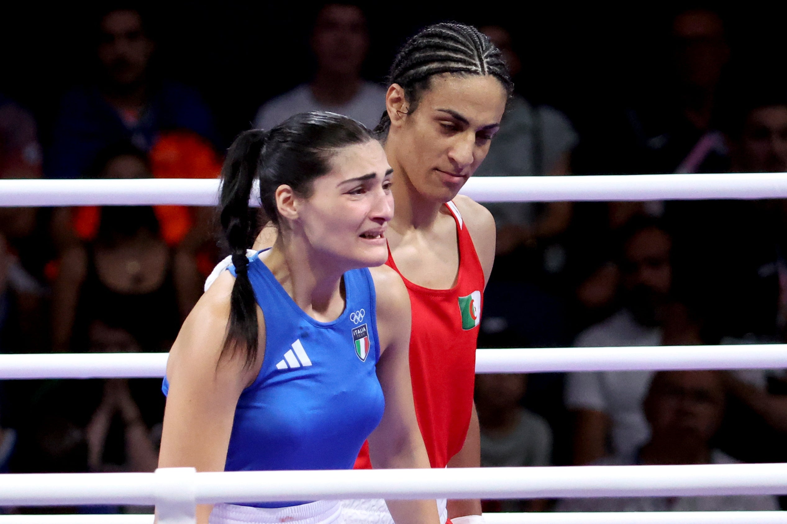 Angela Carini of Italy abandons her bout against Imane Khelif