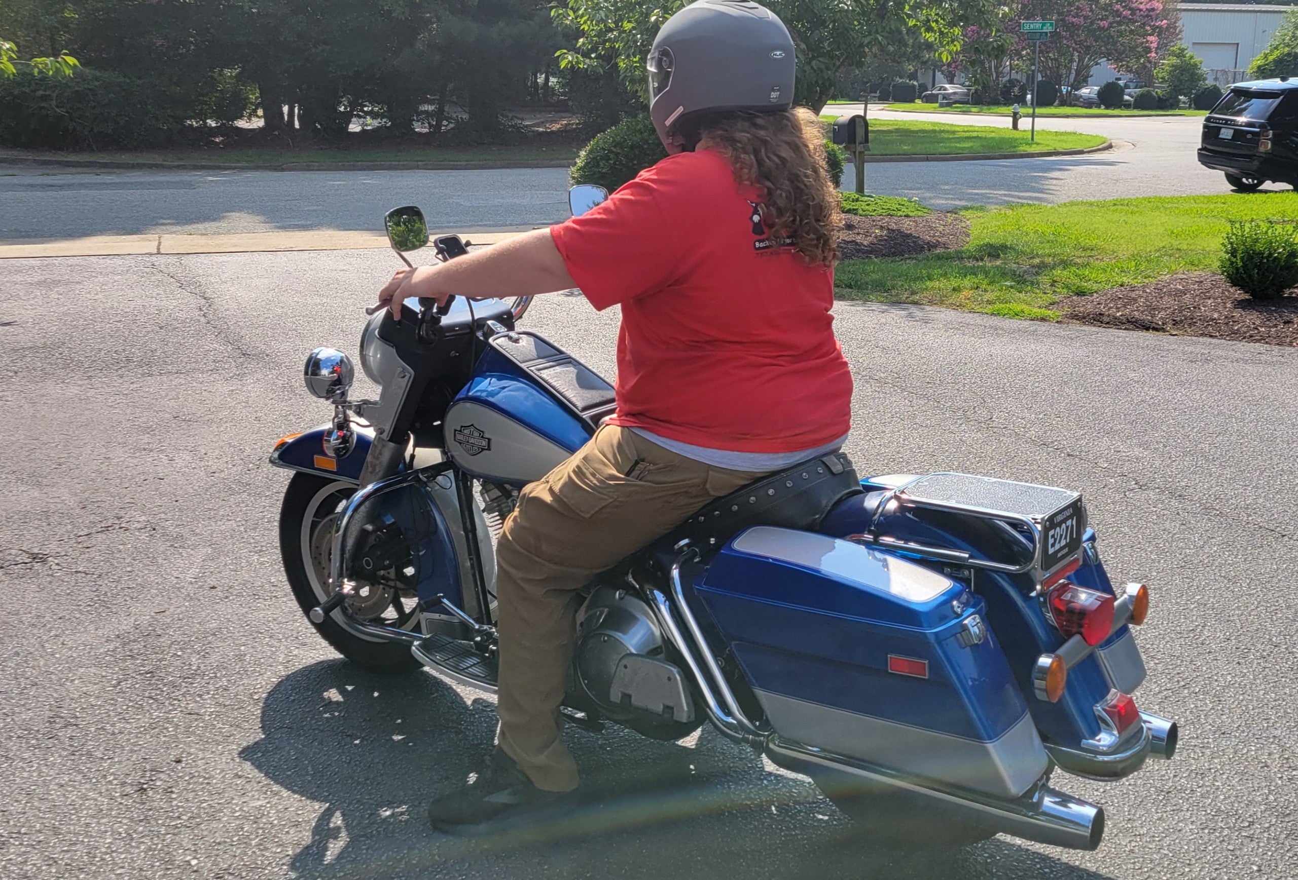 Will, who graduates from high school next year and plans to join the family plumbing business, shows off his mullet on his motorcycle