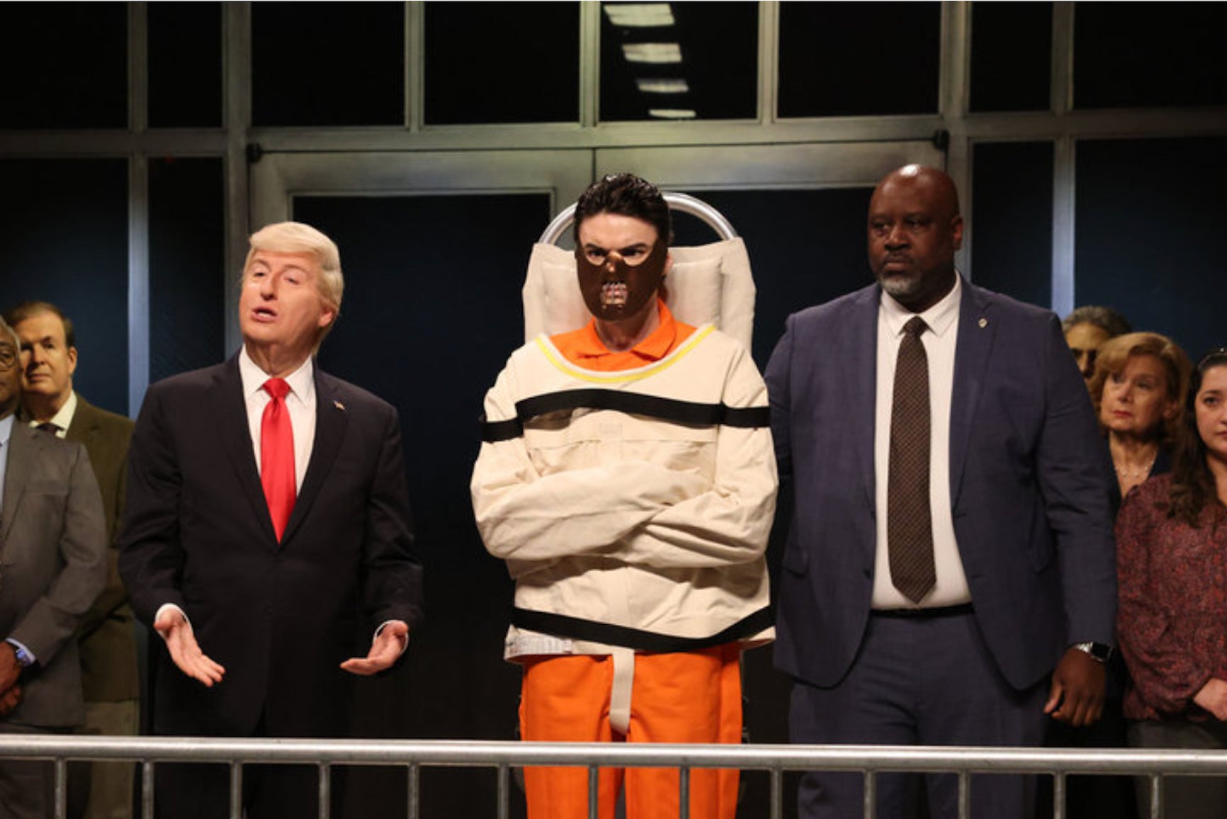 James Austin Johnson as Donald Trump and Michael Longfellow as Hannibal Lecter during the ‘Summer of Trump’ Cold Open