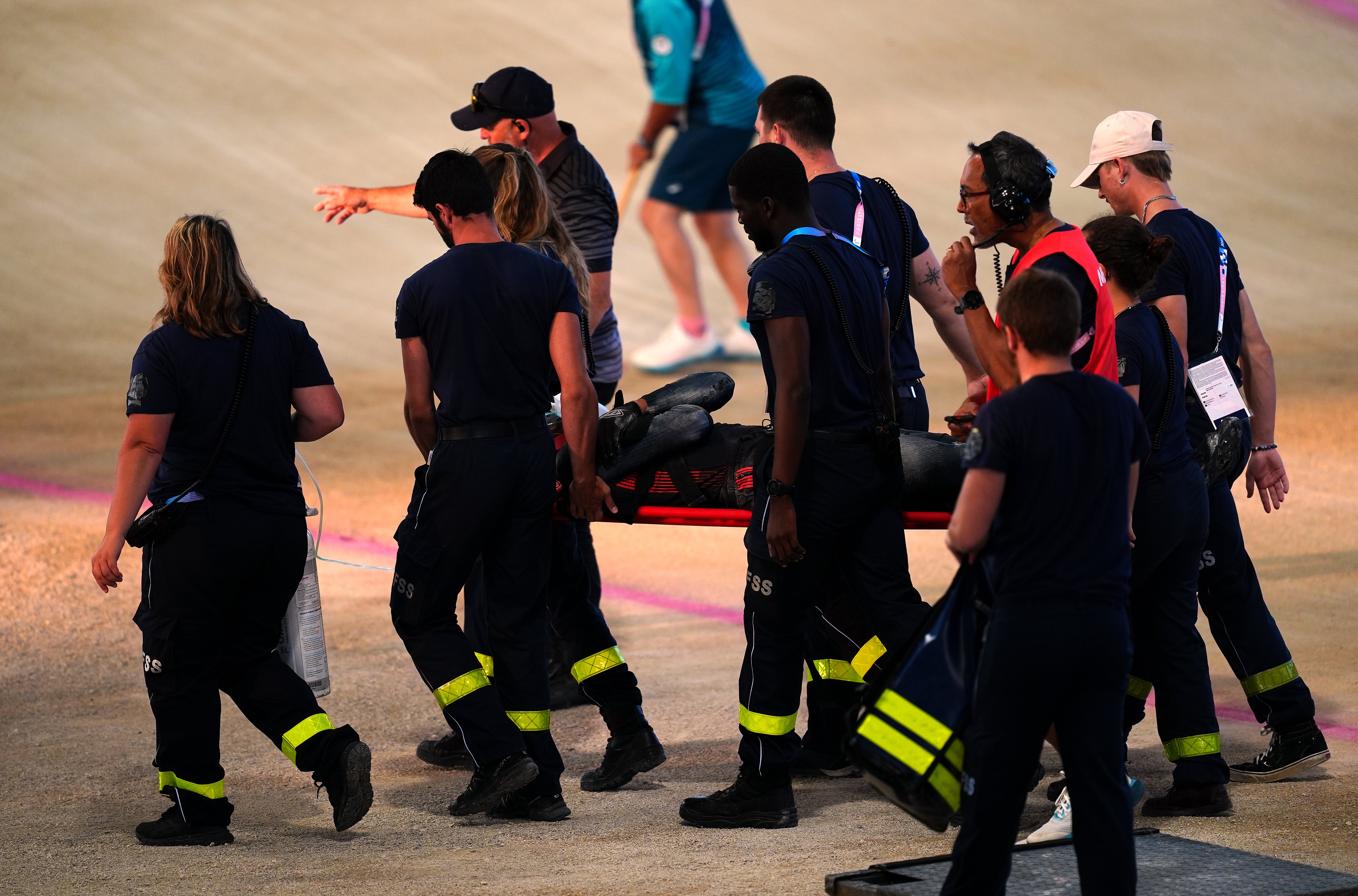 Kye Whyte left the track on a stretcher after his semi-final crash