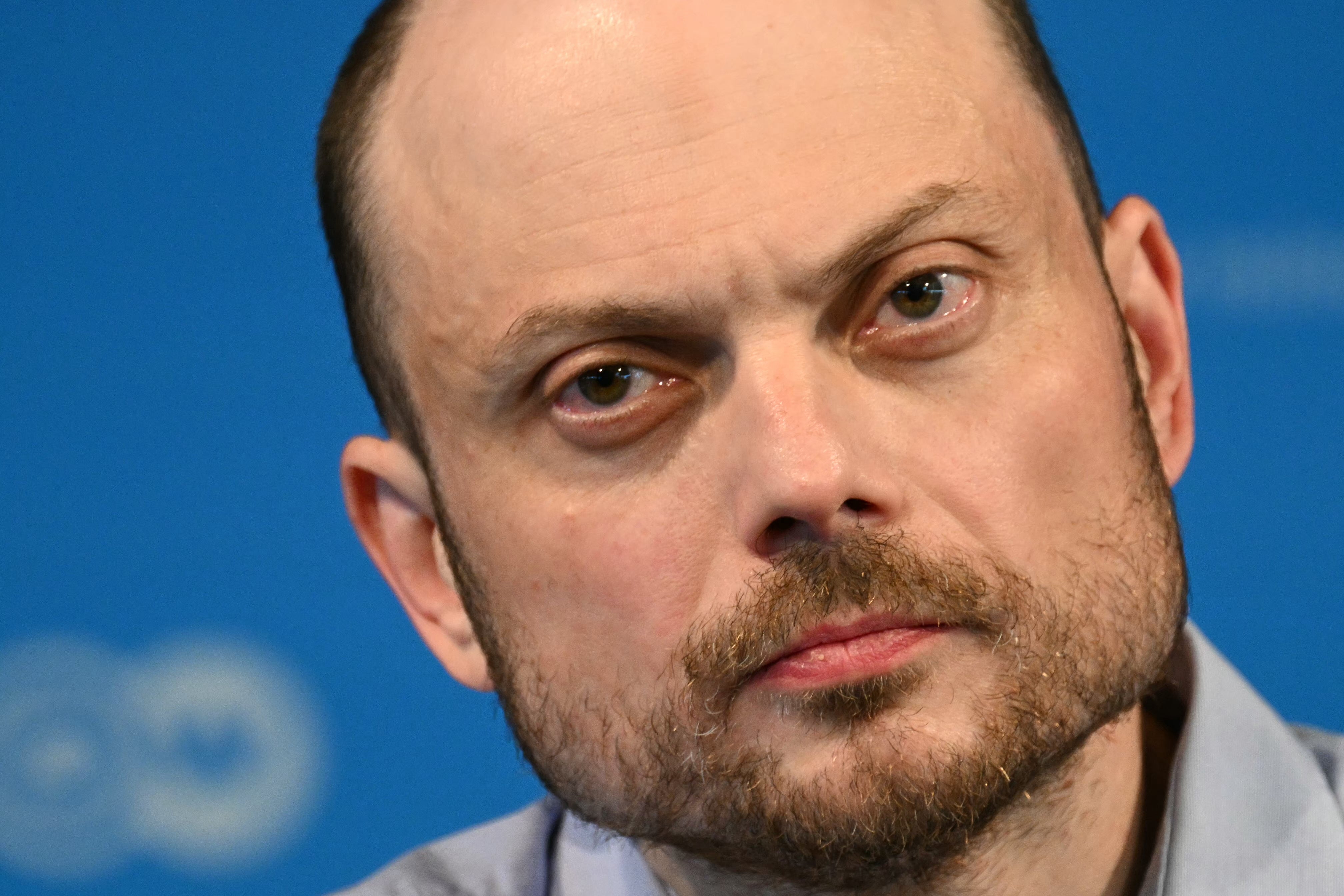 Vladimir Kara-Murza at a news conference in Bonn, western Germany, on Friday, following his sudden release from a Russian prison