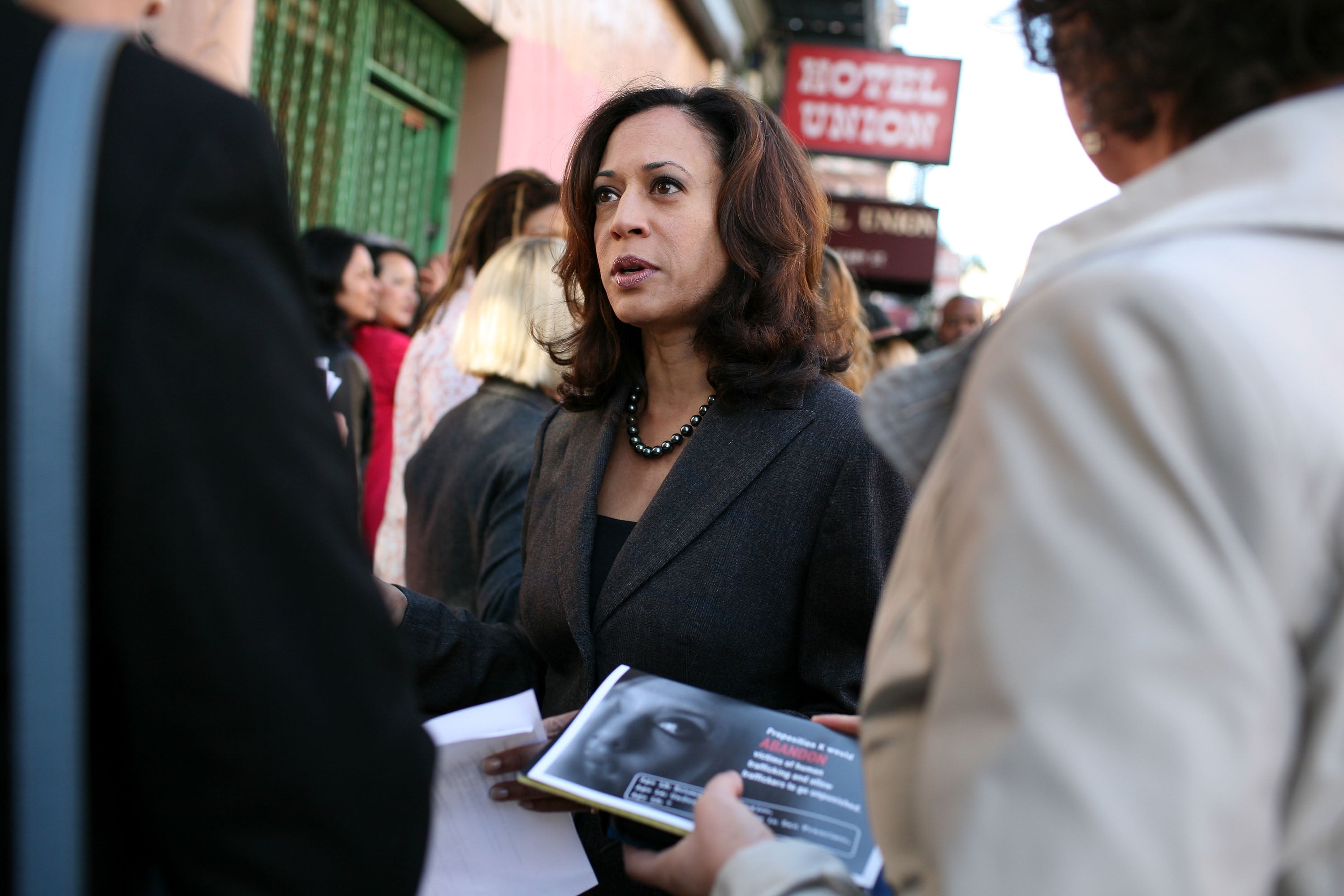 Kamala Harris, pictured her in 2008, quickly established herself as a skilled operator in the Bay Area Democratic political machine, serving as a prosecutor in Oakland and San Francisco