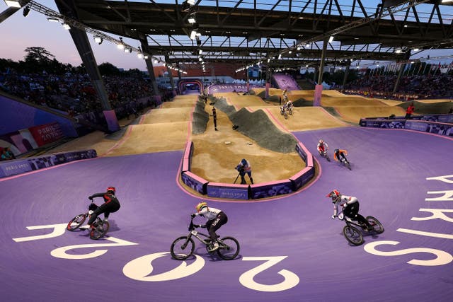 Beth Shriever, left, lost her Olympic BMX racing title on Friday night (David Davies/PA)